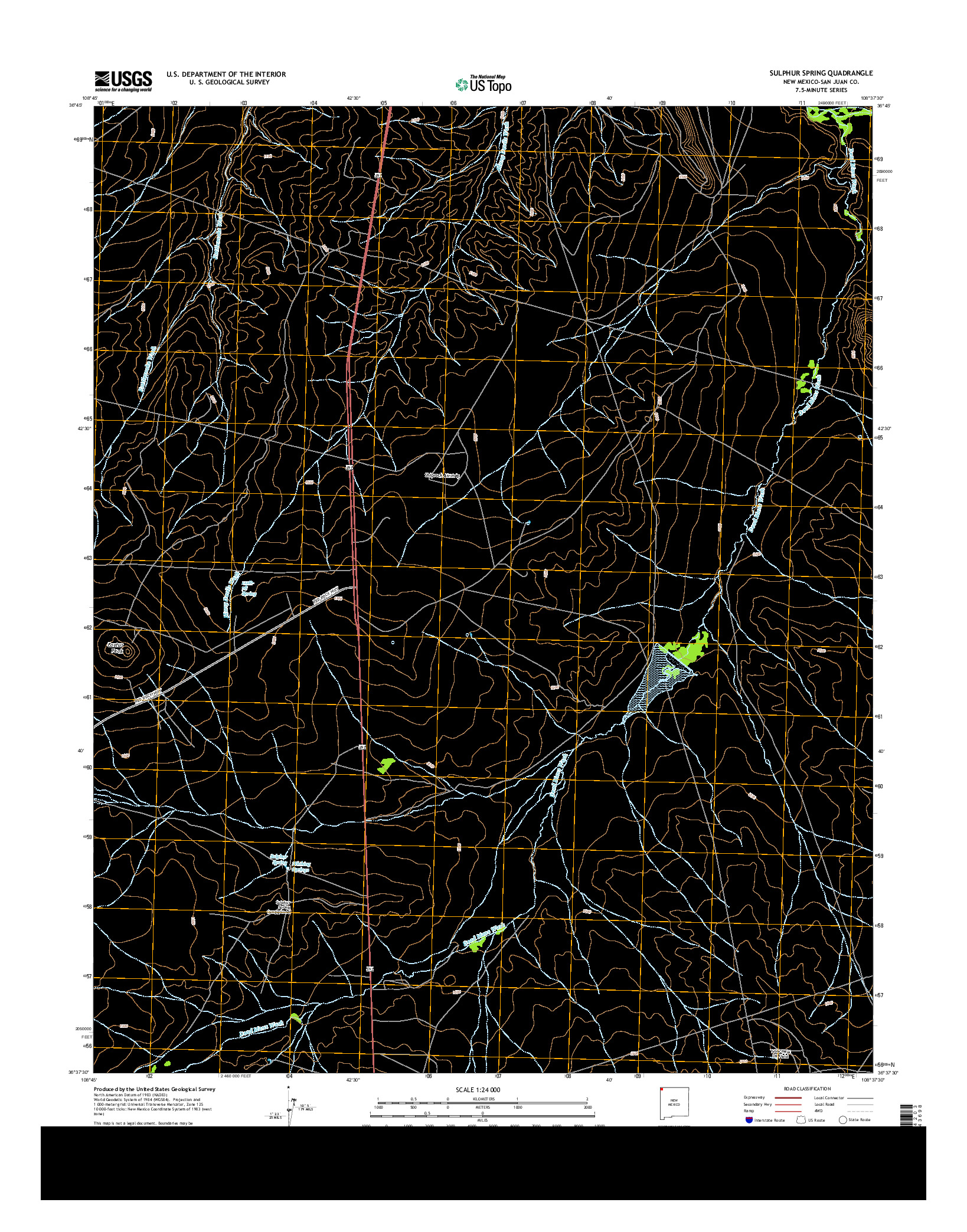 USGS US TOPO 7.5-MINUTE MAP FOR SULPHUR SPRING, NM 2013