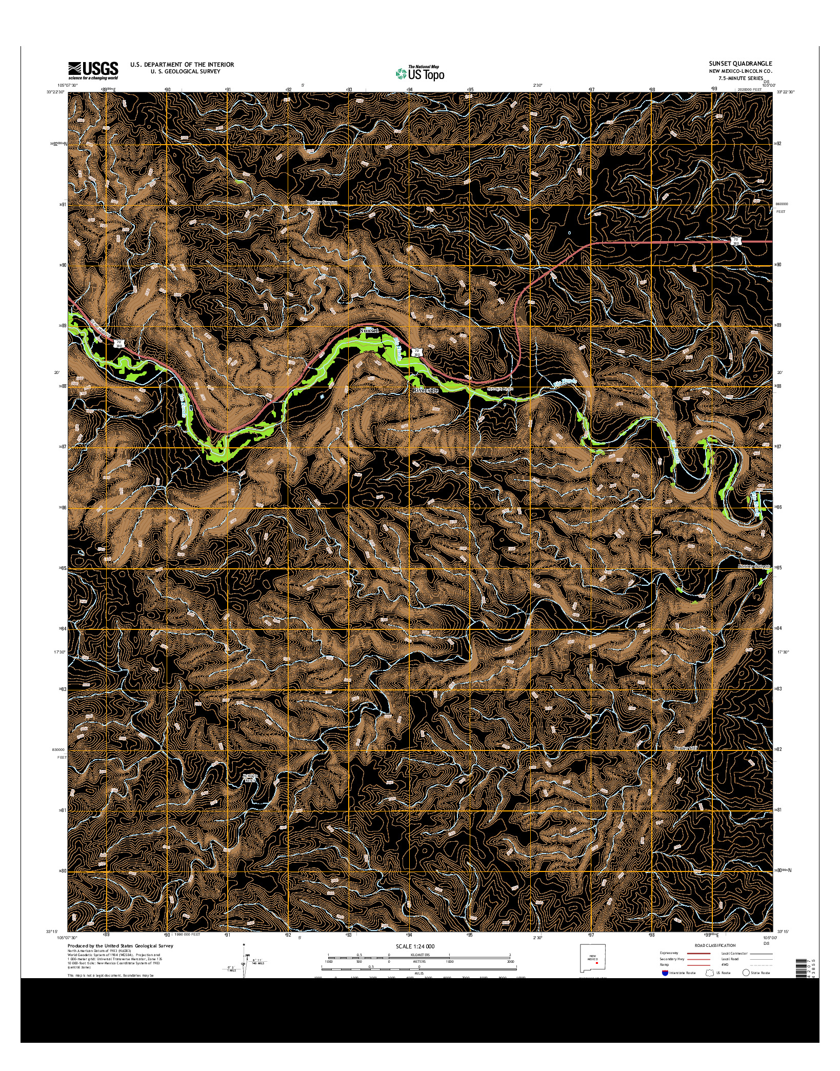 USGS US TOPO 7.5-MINUTE MAP FOR SUNSET, NM 2013
