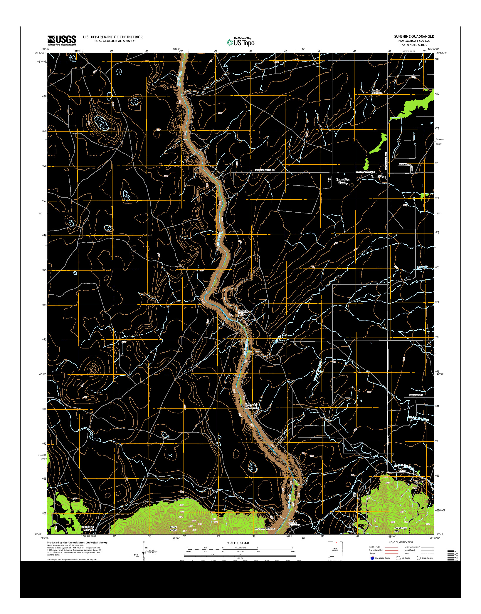 USGS US TOPO 7.5-MINUTE MAP FOR SUNSHINE, NM 2013