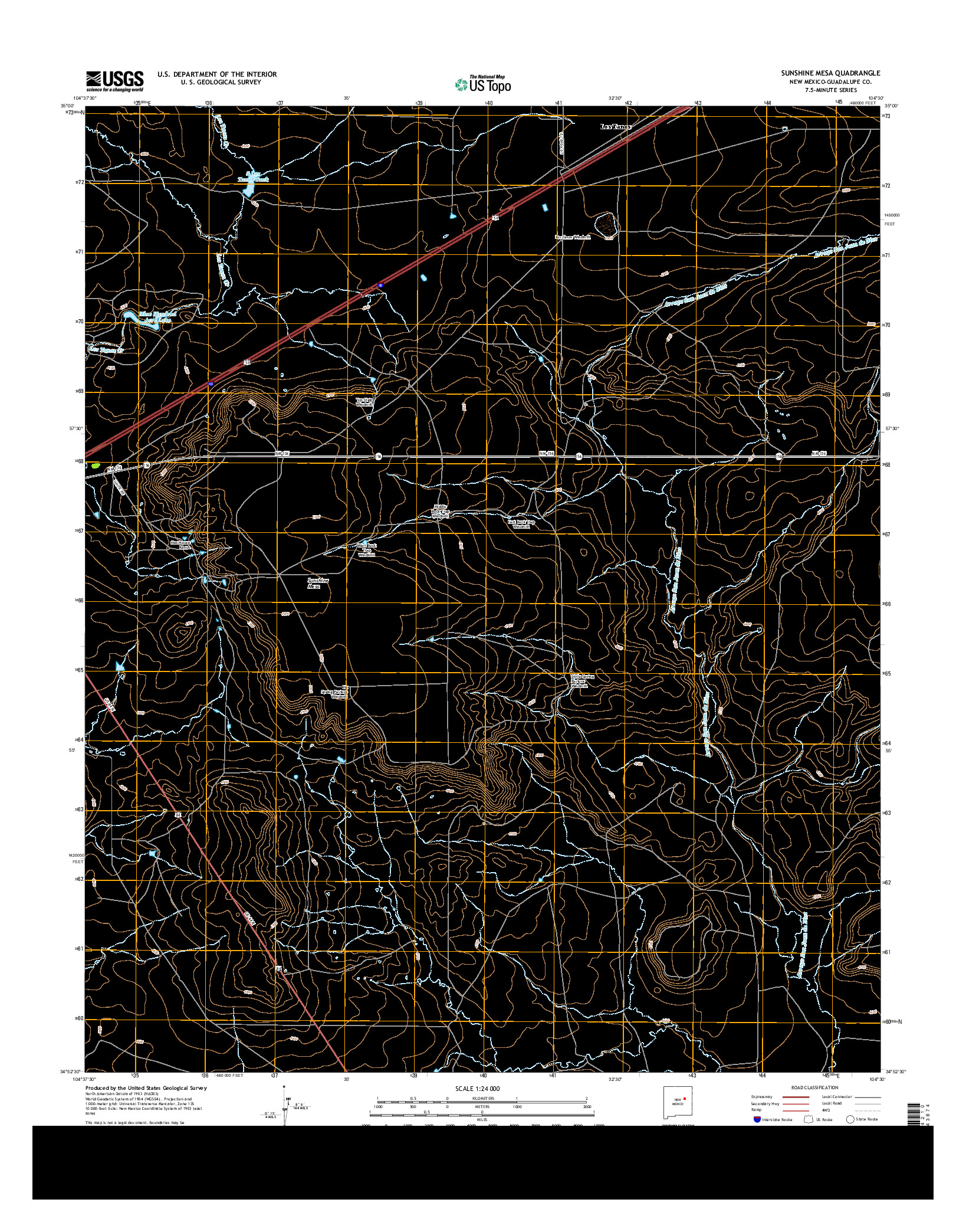 USGS US TOPO 7.5-MINUTE MAP FOR SUNSHINE MESA, NM 2013