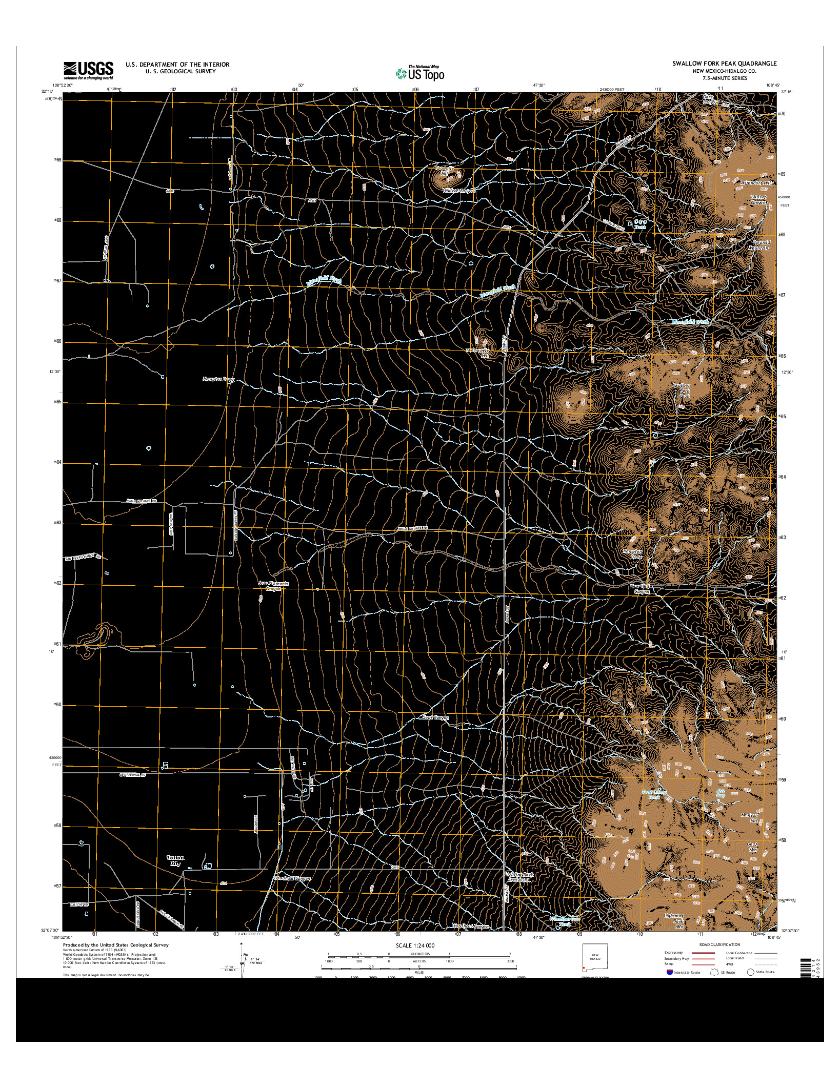 USGS US TOPO 7.5-MINUTE MAP FOR SWALLOW FORK PEAK, NM 2013