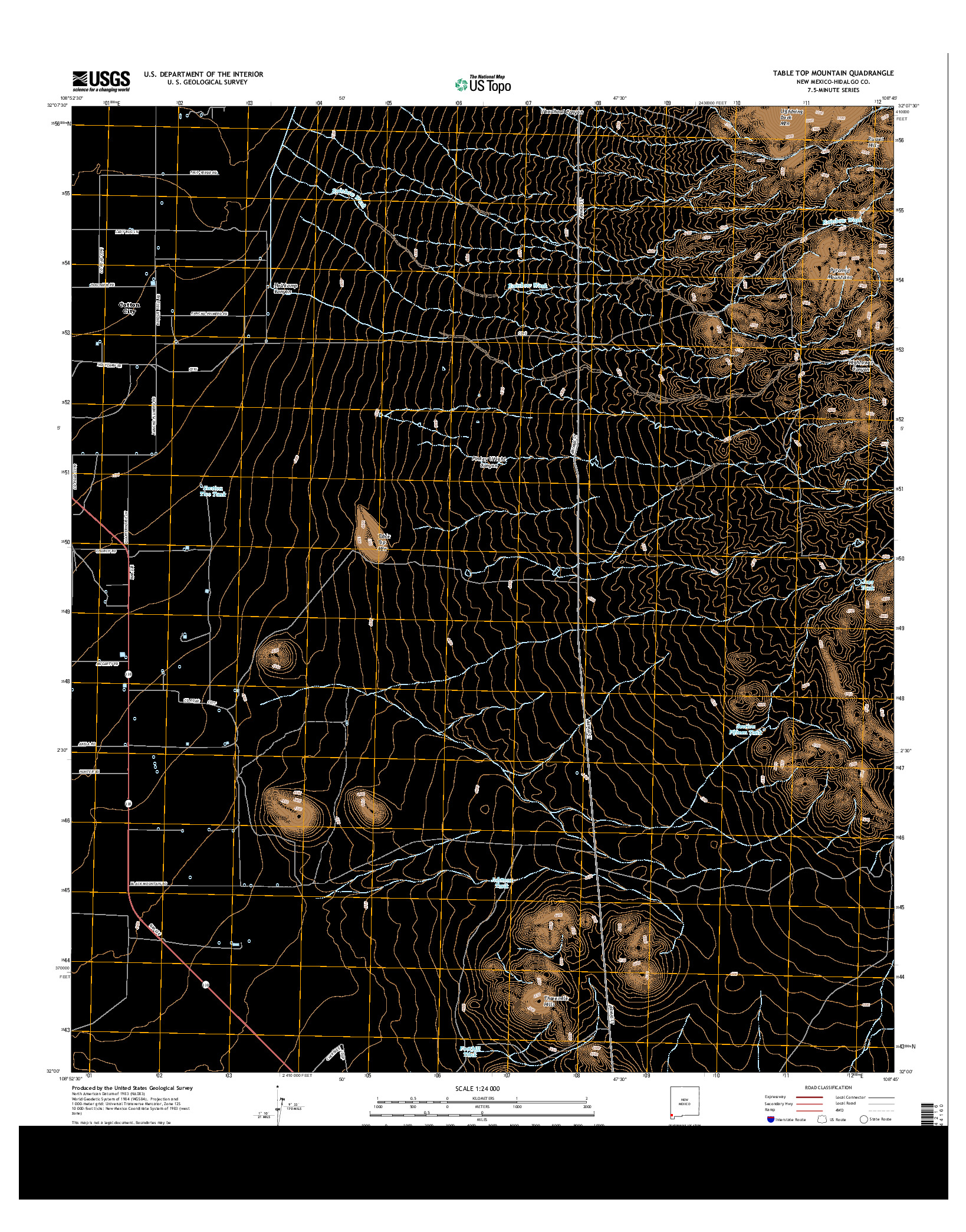 USGS US TOPO 7.5-MINUTE MAP FOR TABLE TOP MOUNTAIN, NM 2013