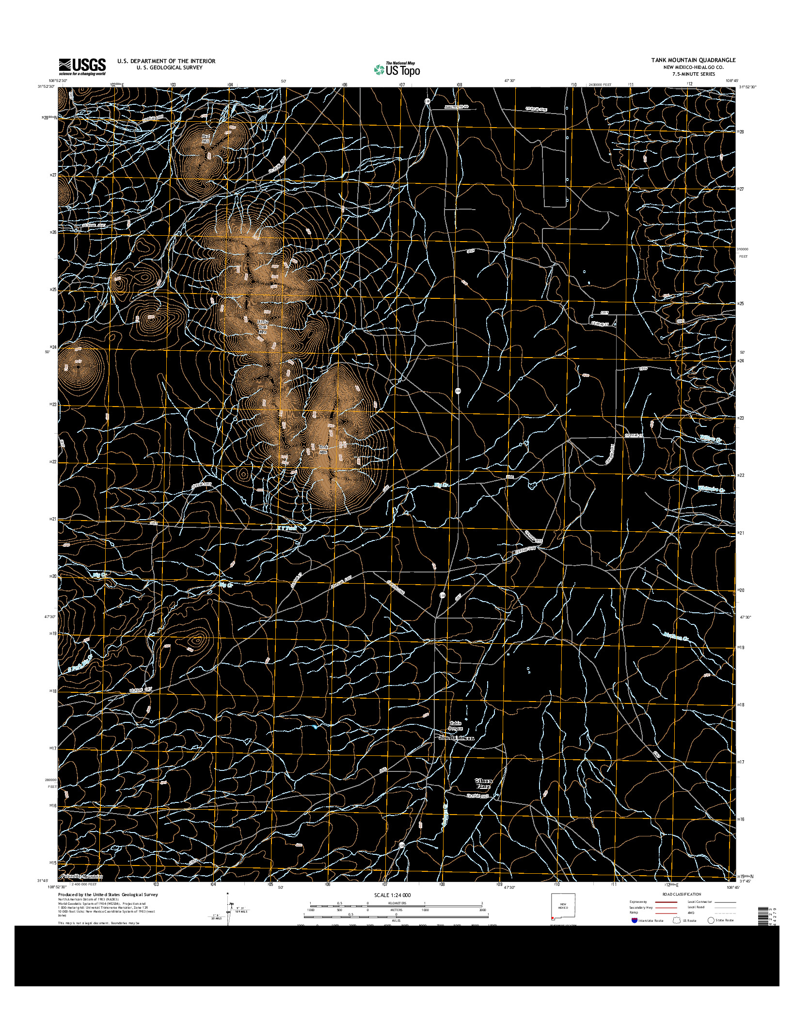 USGS US TOPO 7.5-MINUTE MAP FOR TANK MOUNTAIN, NM 2013