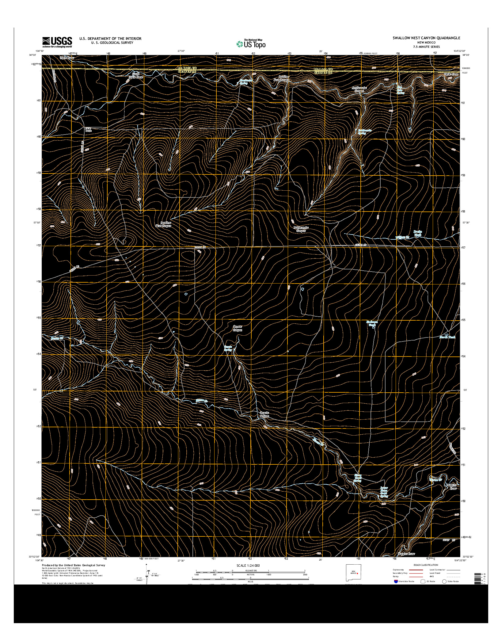 USGS US TOPO 7.5-MINUTE MAP FOR SWALLOW NEST CANYON, NM 2013