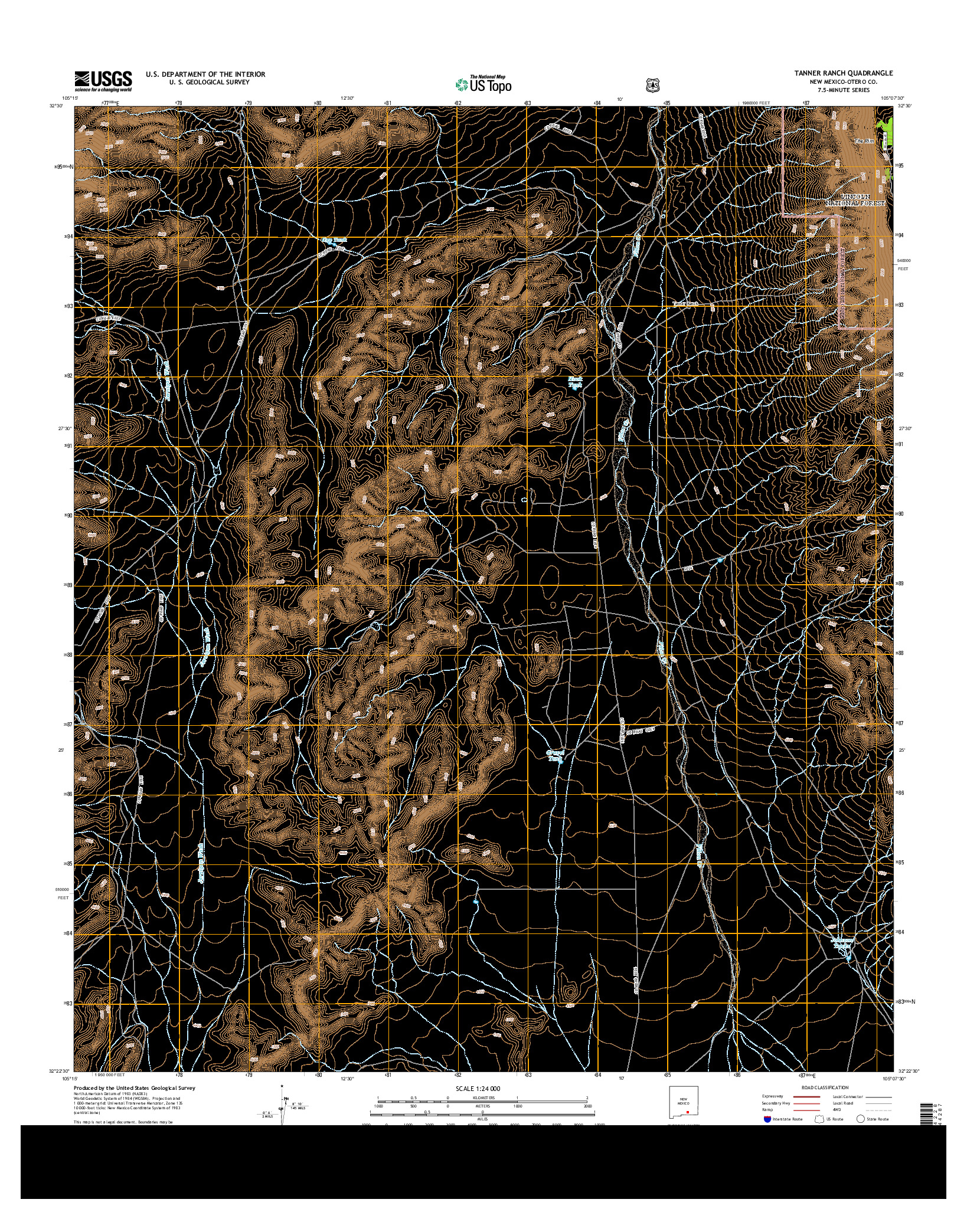 USGS US TOPO 7.5-MINUTE MAP FOR TANNER RANCH, NM 2013