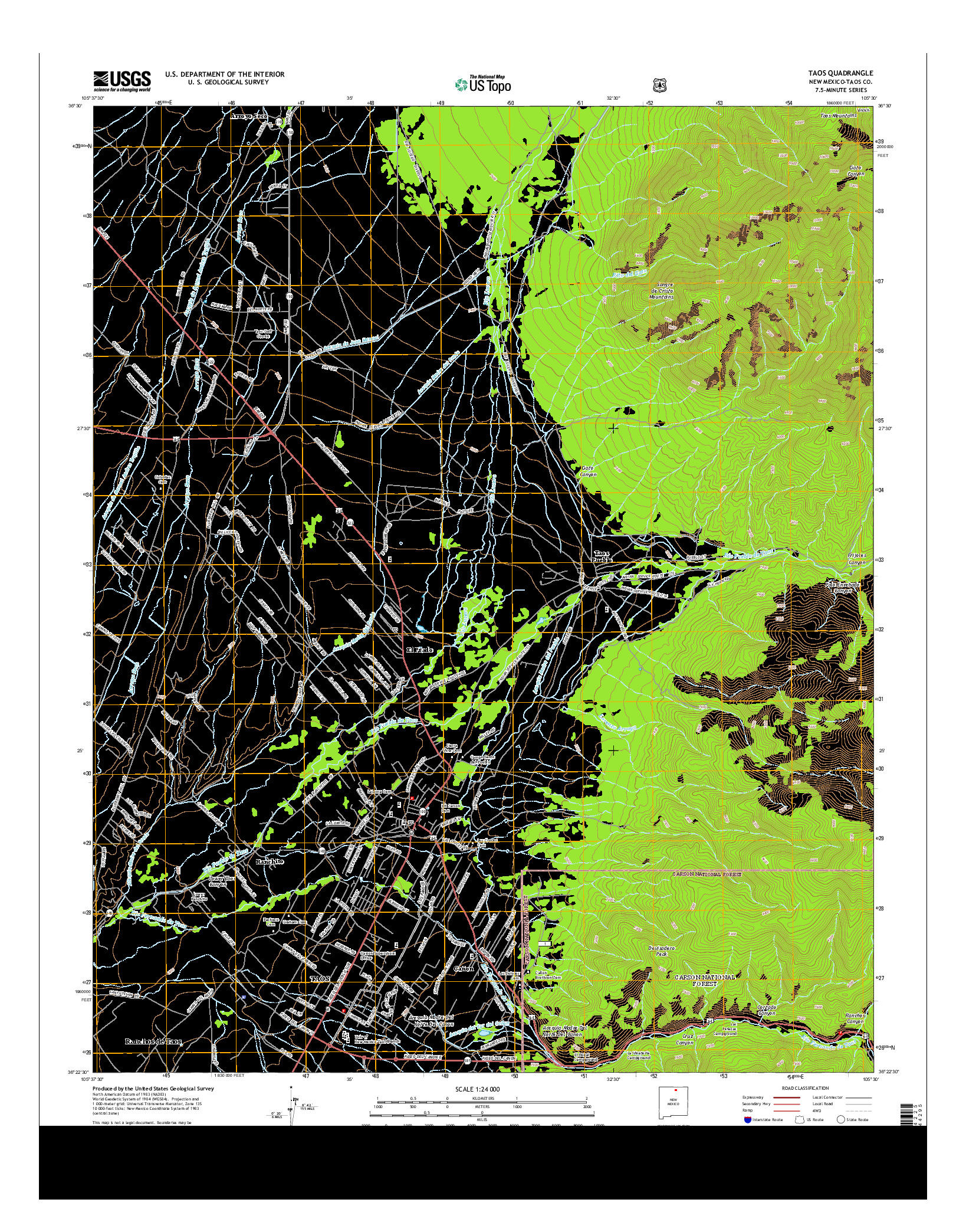 USGS US TOPO 7.5-MINUTE MAP FOR TAOS, NM 2013