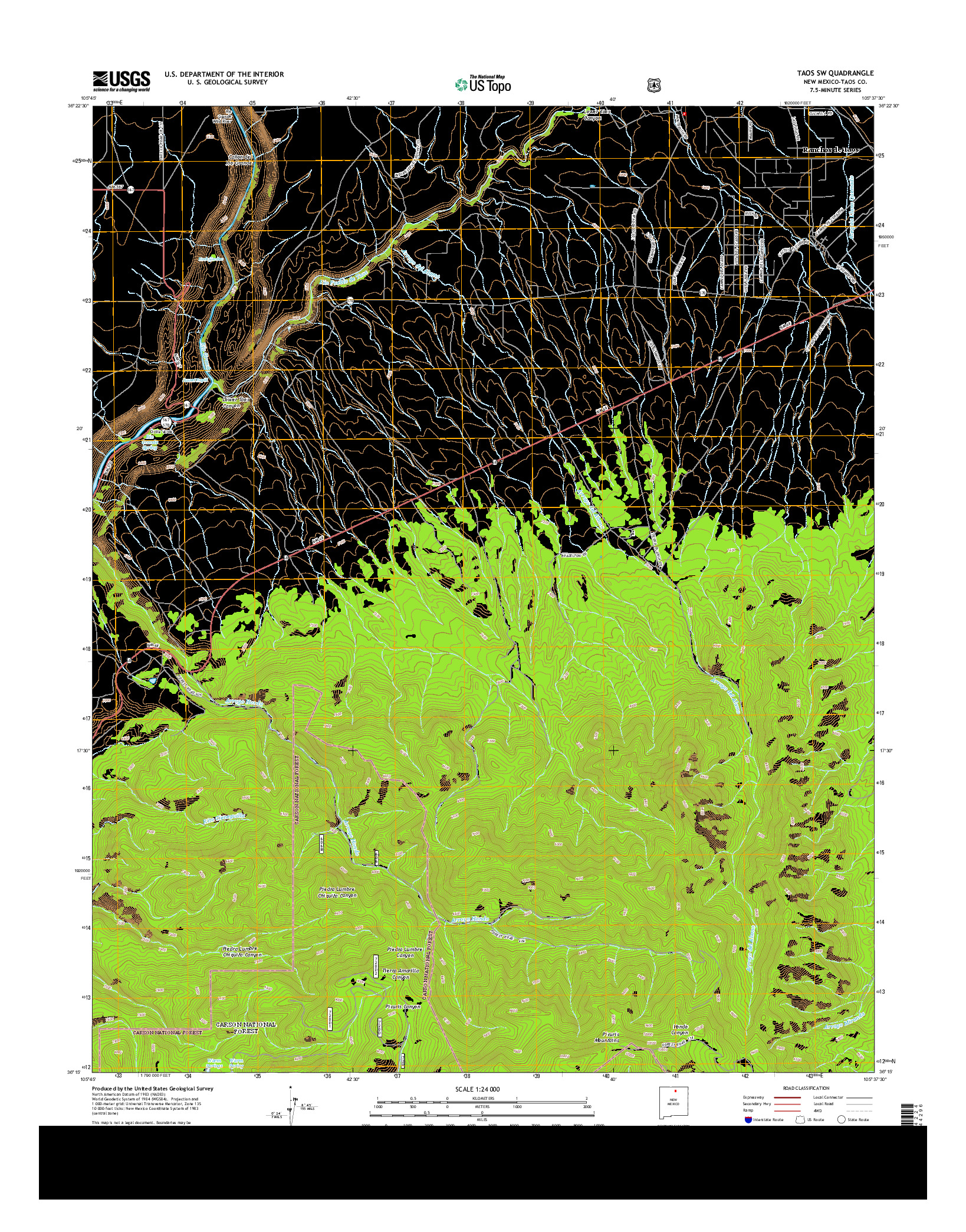 USGS US TOPO 7.5-MINUTE MAP FOR TAOS SW, NM 2013