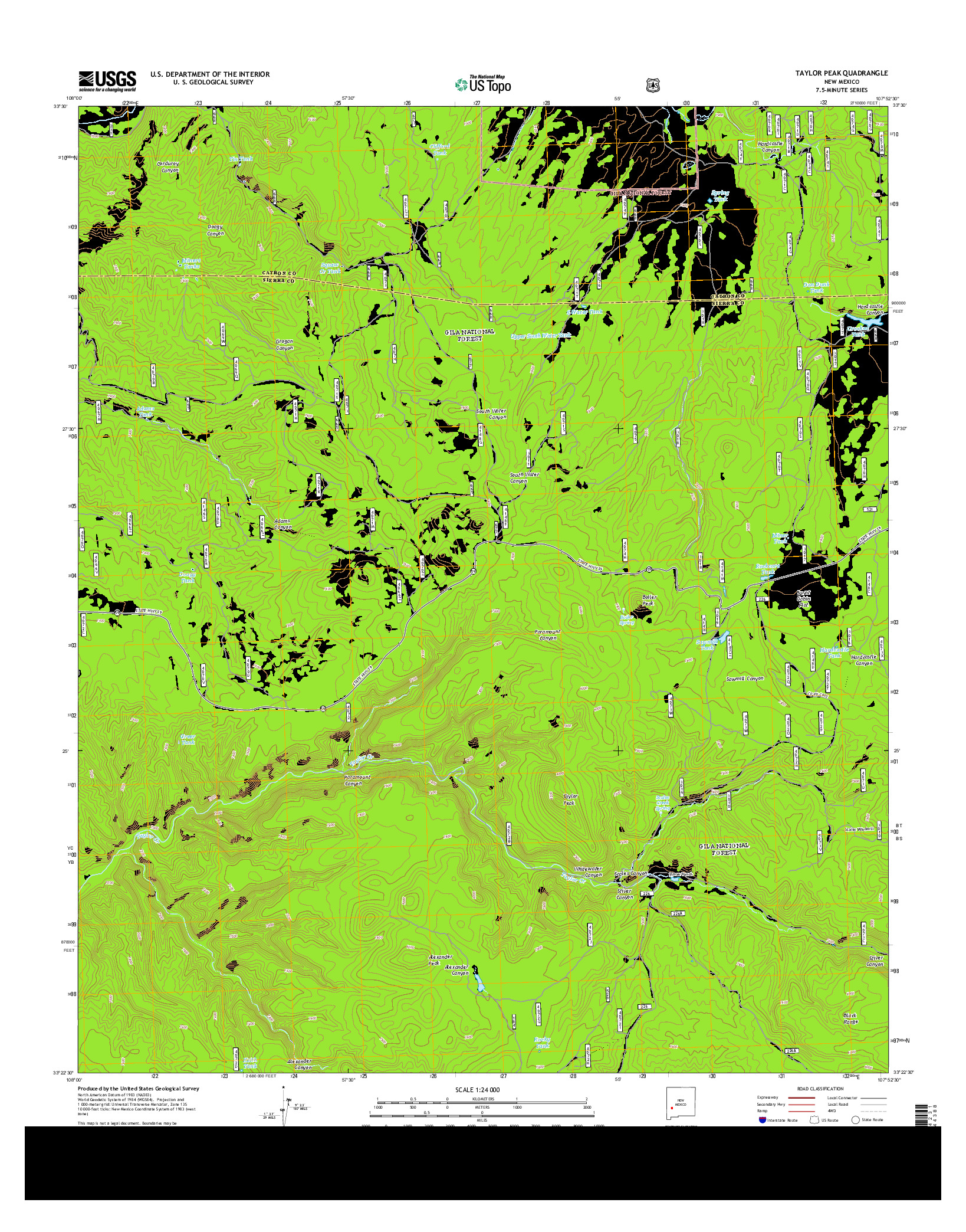 USGS US TOPO 7.5-MINUTE MAP FOR TAYLOR PEAK, NM 2013