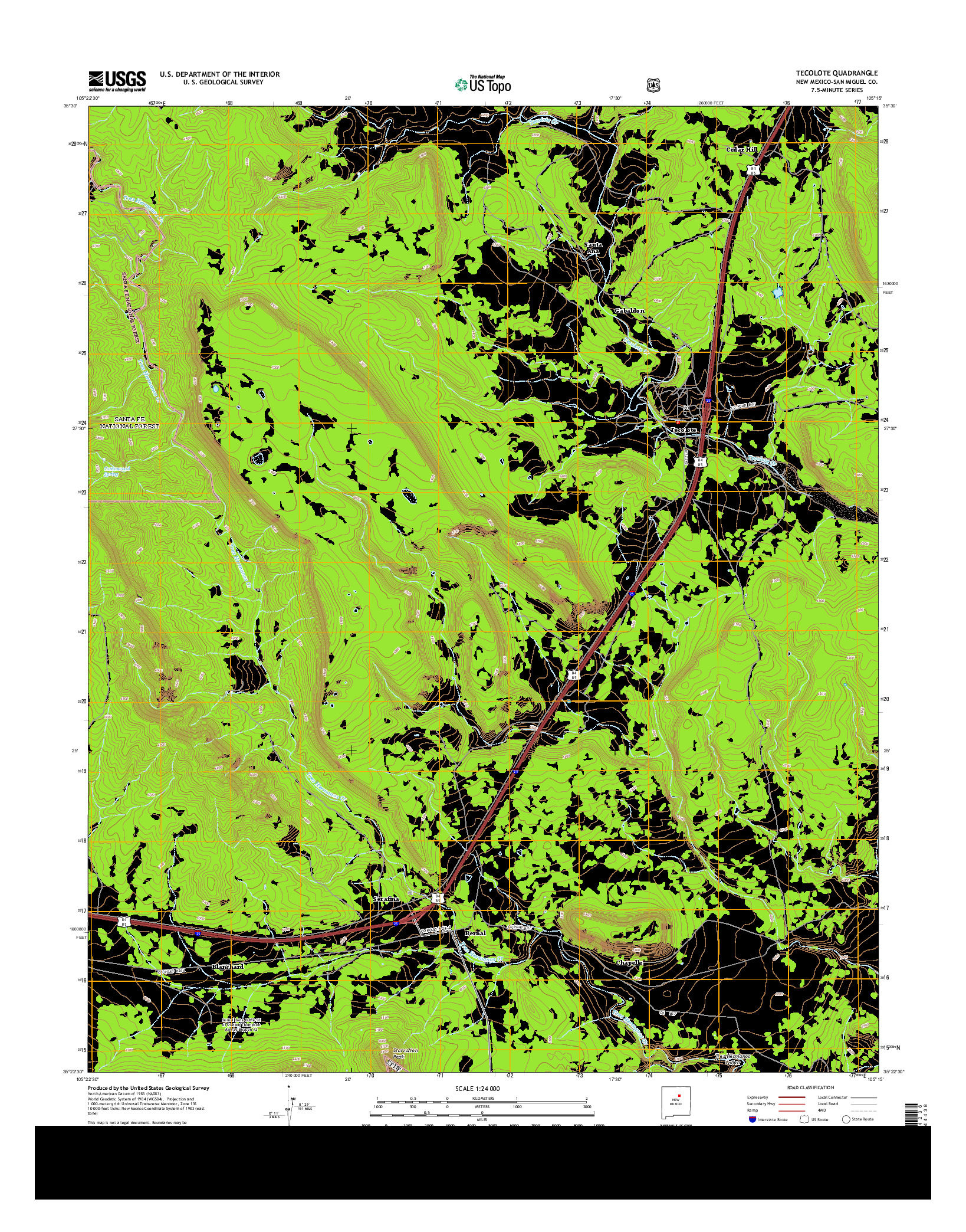 USGS US TOPO 7.5-MINUTE MAP FOR TECOLOTE, NM 2013