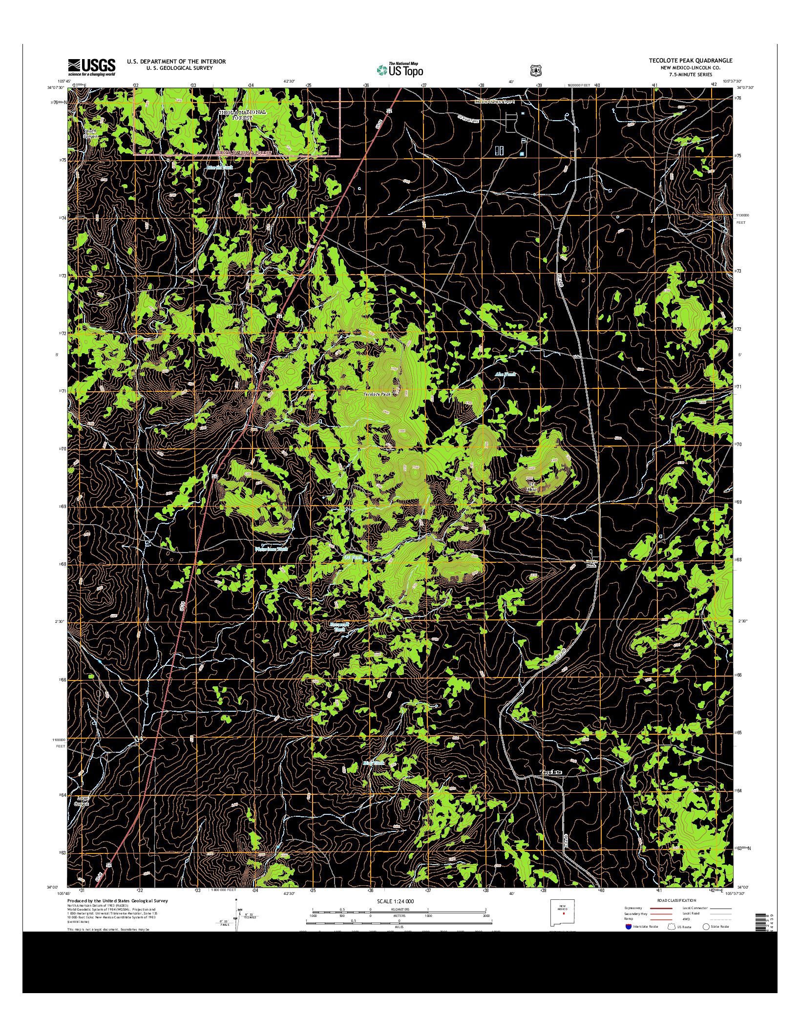 USGS US TOPO 7.5-MINUTE MAP FOR TECOLOTE PEAK, NM 2013