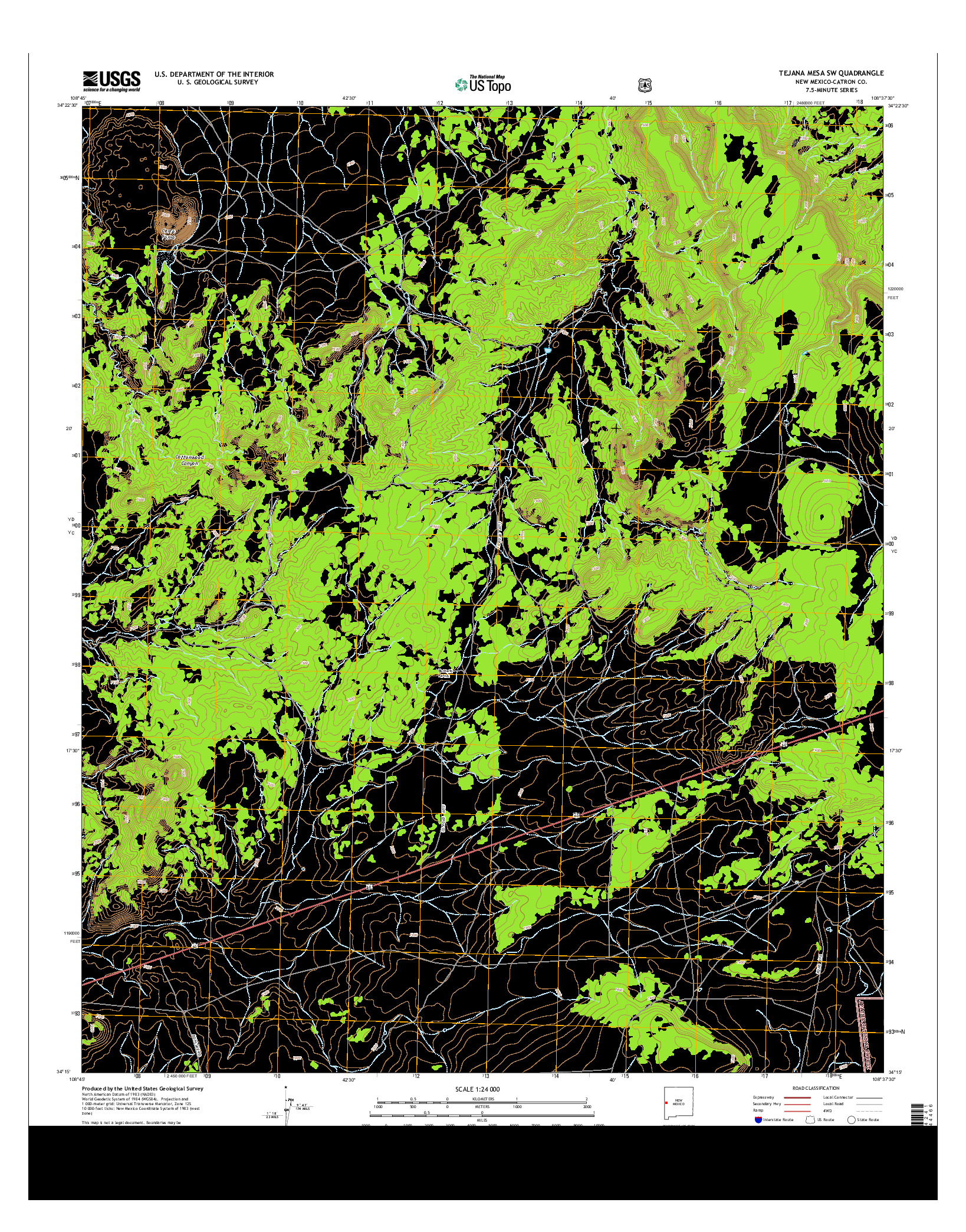 USGS US TOPO 7.5-MINUTE MAP FOR TEJANA MESA SW, NM 2013