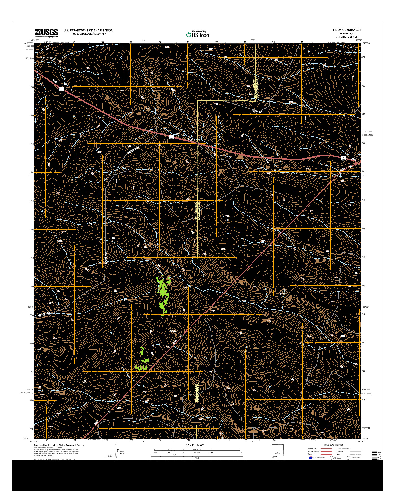 USGS US TOPO 7.5-MINUTE MAP FOR TEJON, NM 2013