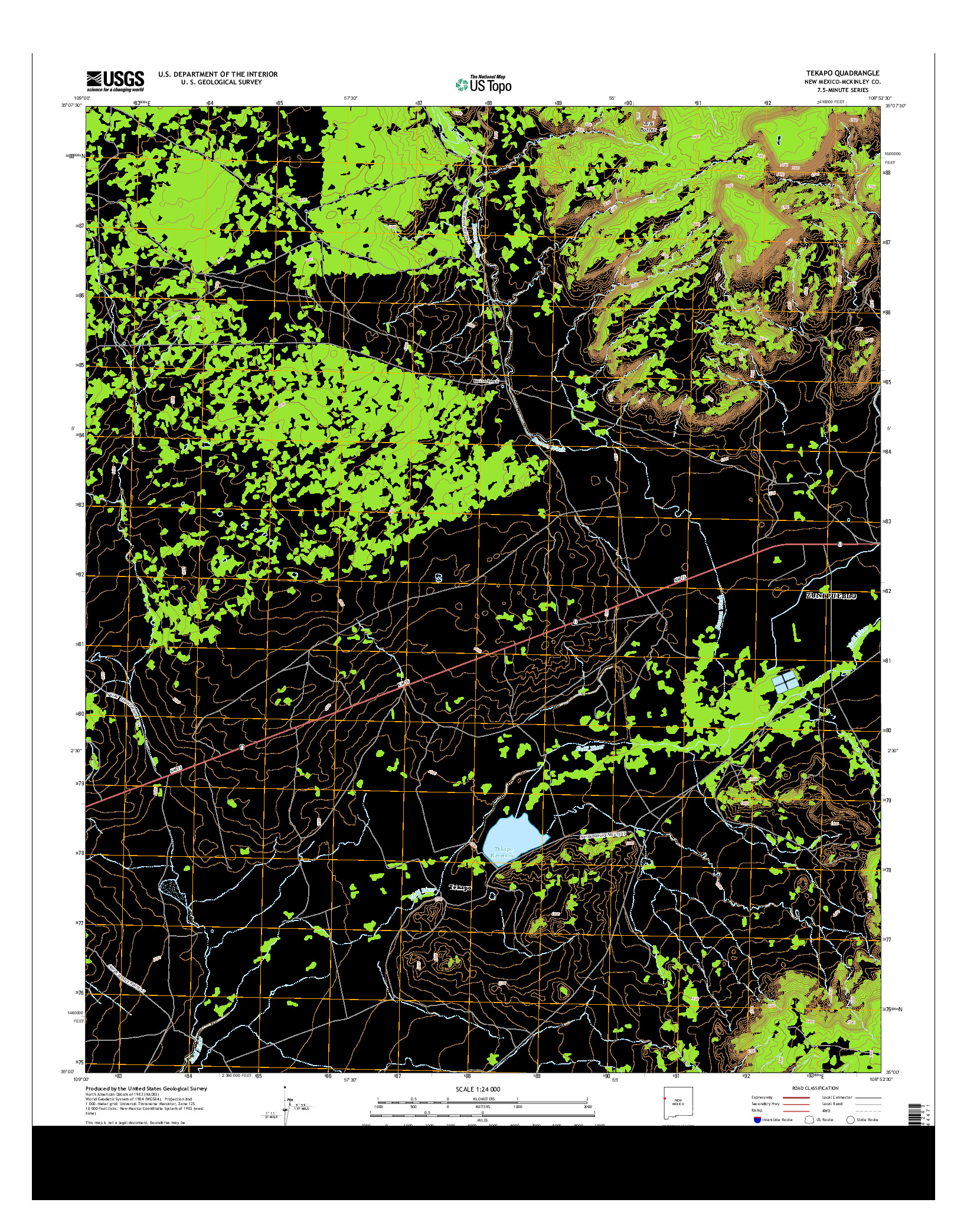 USGS US TOPO 7.5-MINUTE MAP FOR TEKAPO, NM 2013