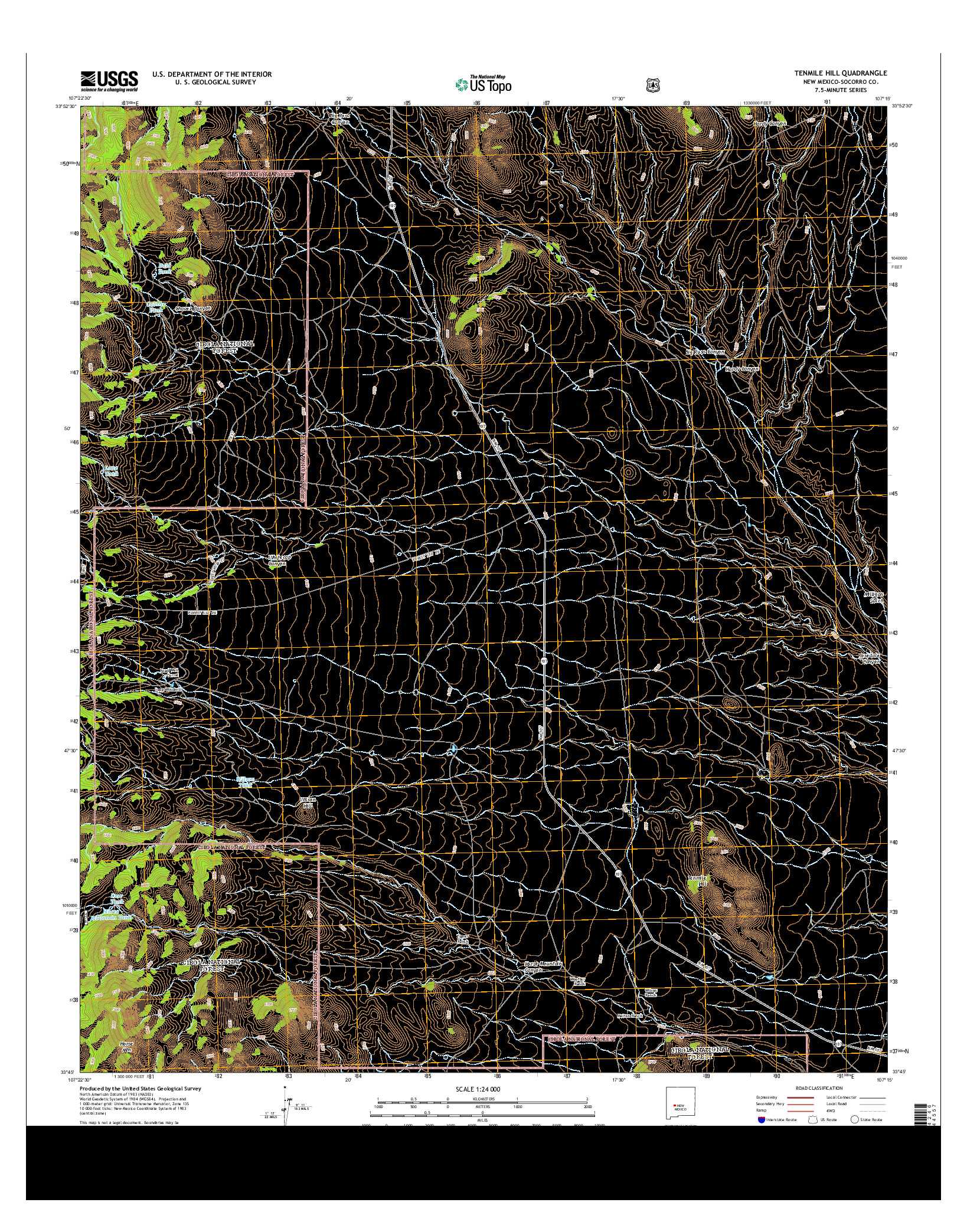 USGS US TOPO 7.5-MINUTE MAP FOR TENMILE HILL, NM 2013