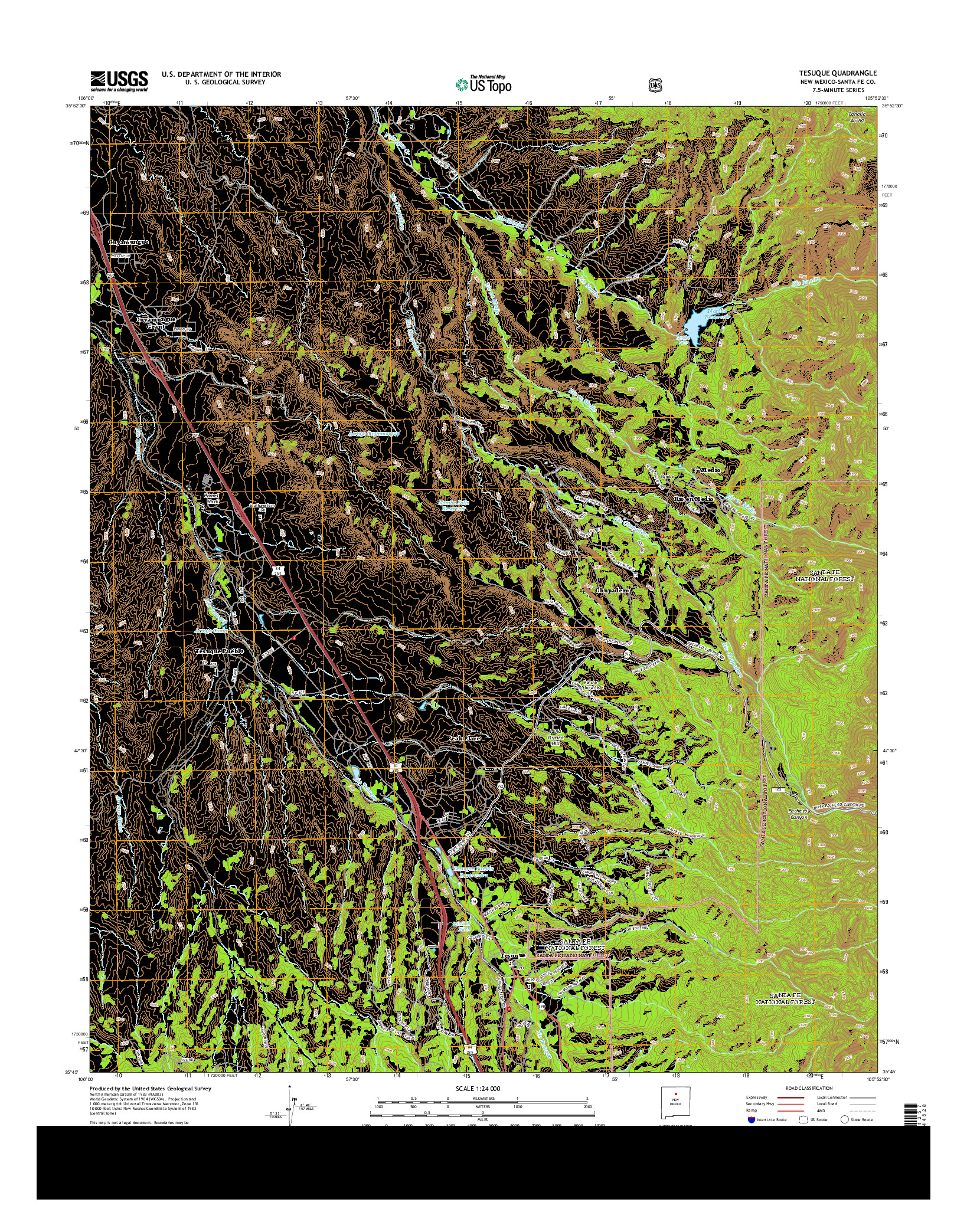 USGS US TOPO 7.5-MINUTE MAP FOR TESUQUE, NM 2013