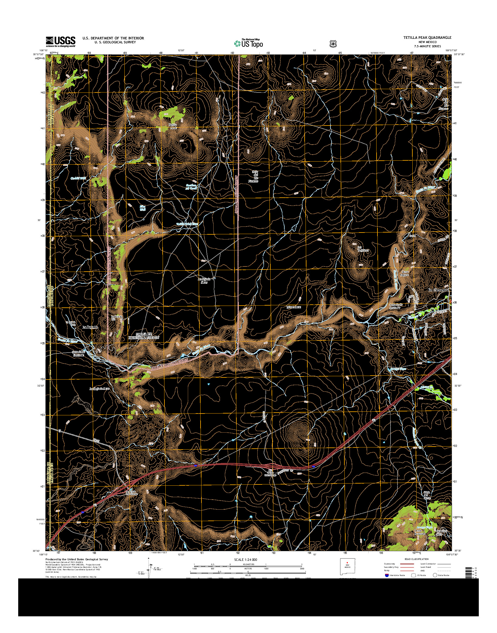 USGS US TOPO 7.5-MINUTE MAP FOR TETILLA PEAK, NM 2013