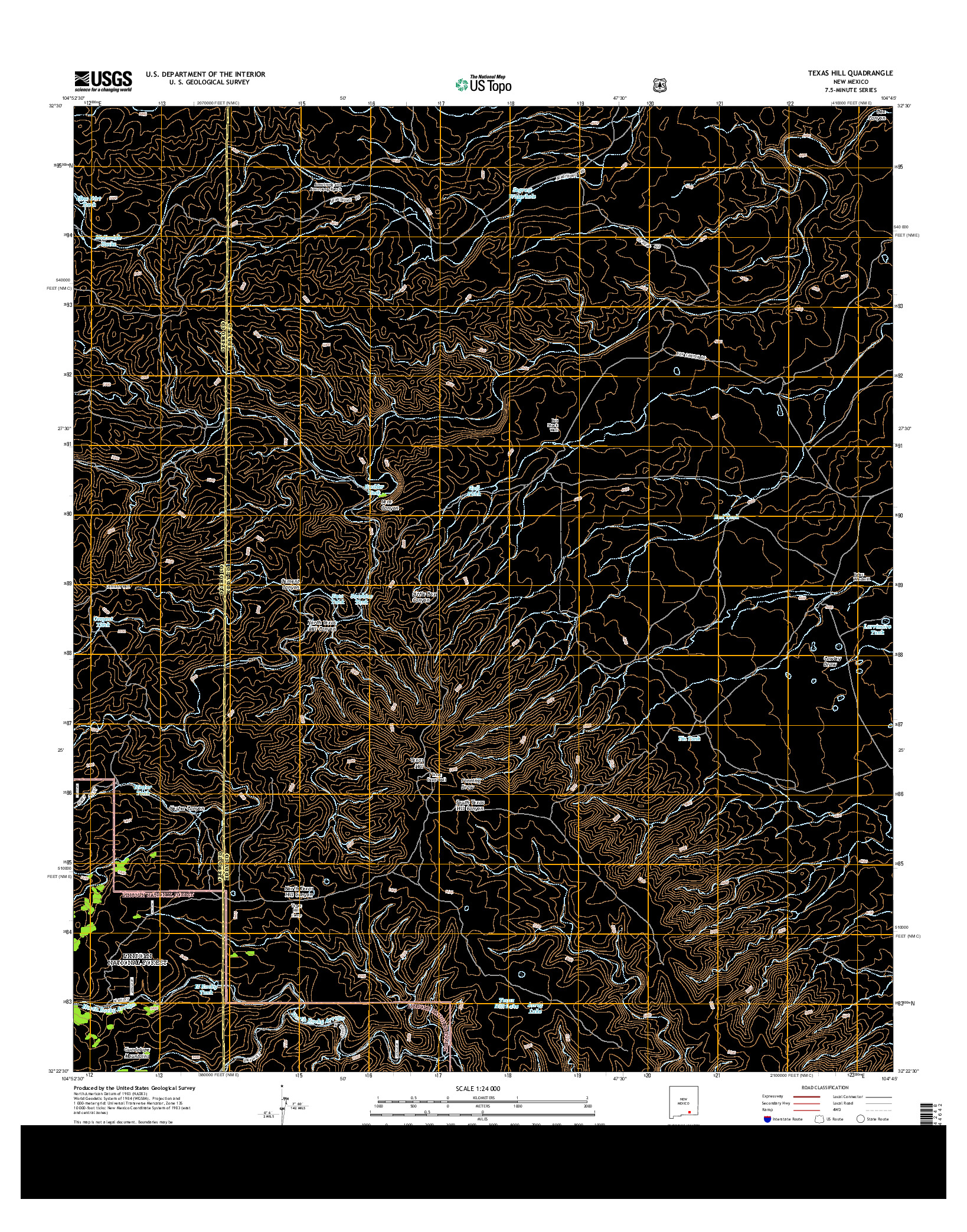 USGS US TOPO 7.5-MINUTE MAP FOR TEXAS HILL, NM 2013