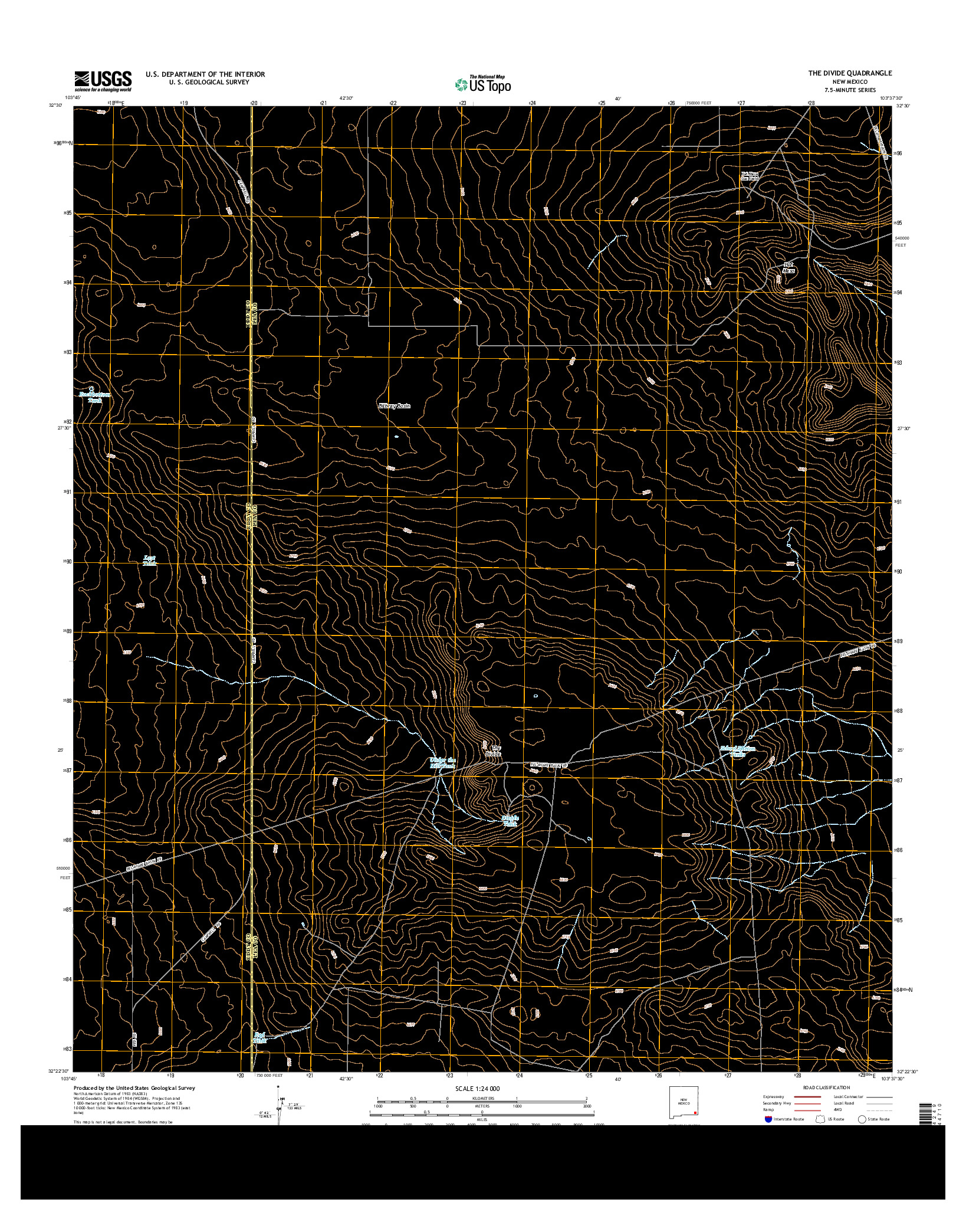 USGS US TOPO 7.5-MINUTE MAP FOR THE DIVIDE, NM 2013