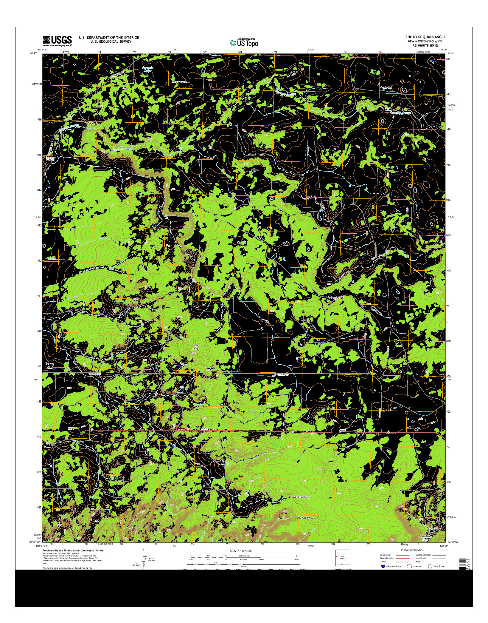 USGS US TOPO 7.5-MINUTE MAP FOR THE DYKE, NM 2013