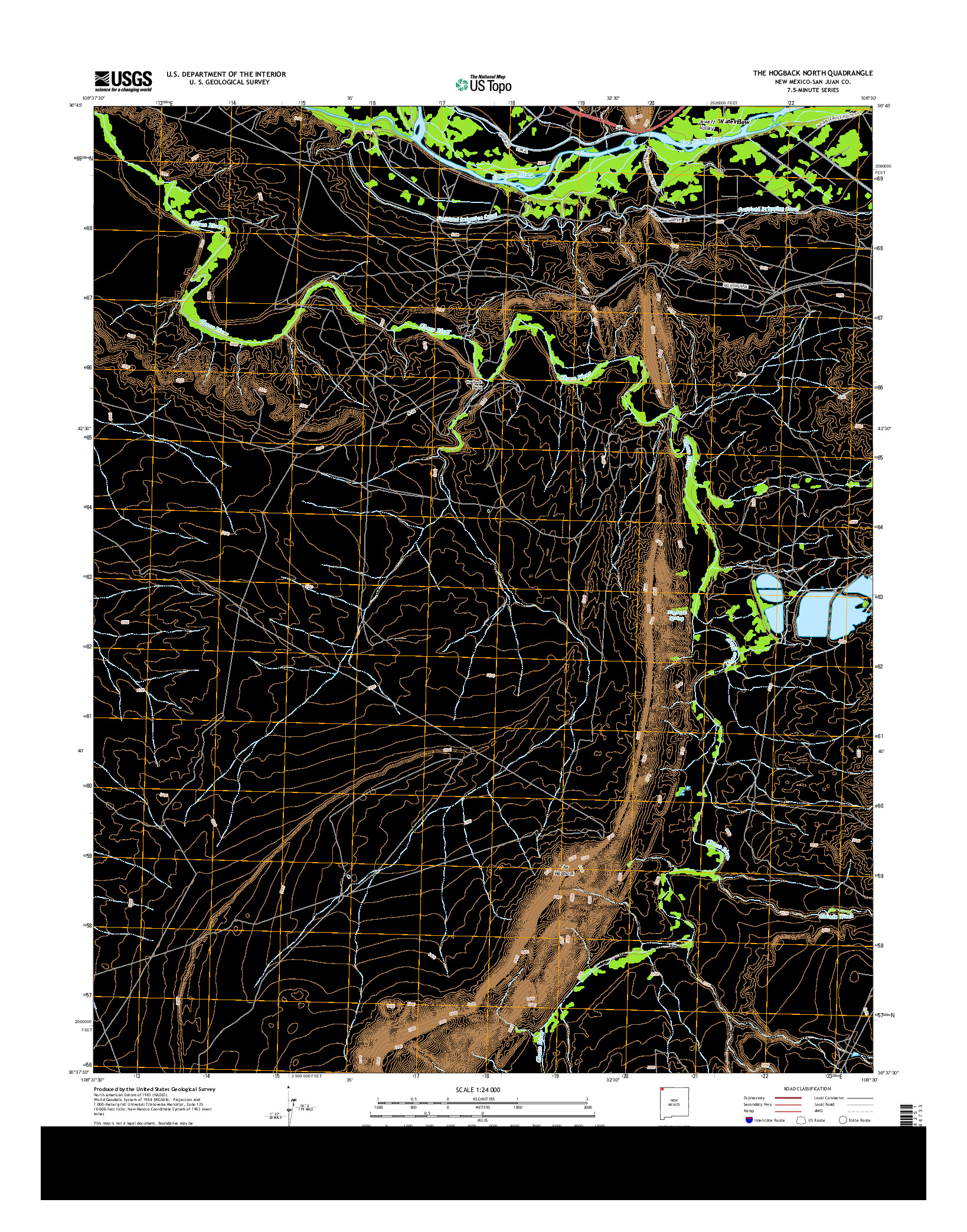 USGS US TOPO 7.5-MINUTE MAP FOR THE HOGBACK NORTH, NM 2013