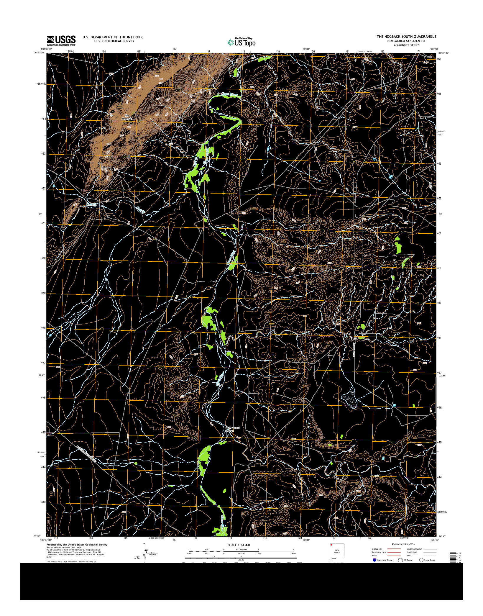 USGS US TOPO 7.5-MINUTE MAP FOR THE HOGBACK SOUTH, NM 2013