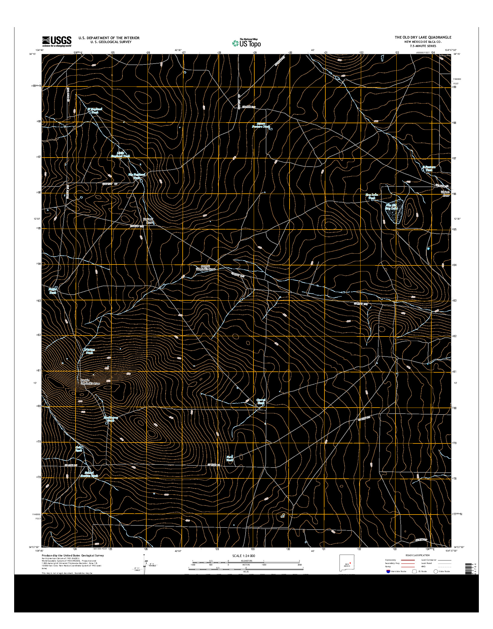 USGS US TOPO 7.5-MINUTE MAP FOR THE OLD DRY LAKE, NM 2013