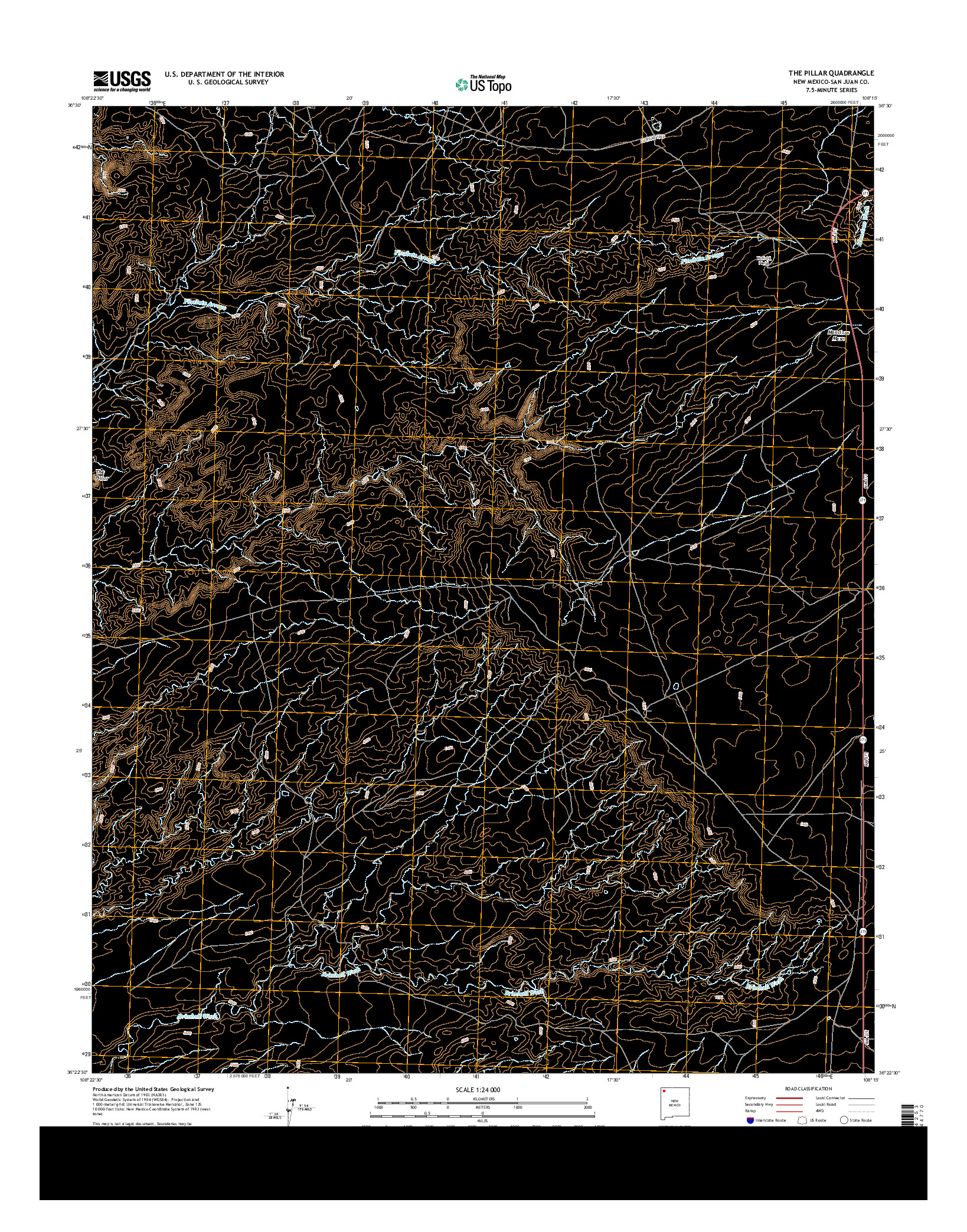 USGS US TOPO 7.5-MINUTE MAP FOR THE PILLAR, NM 2013