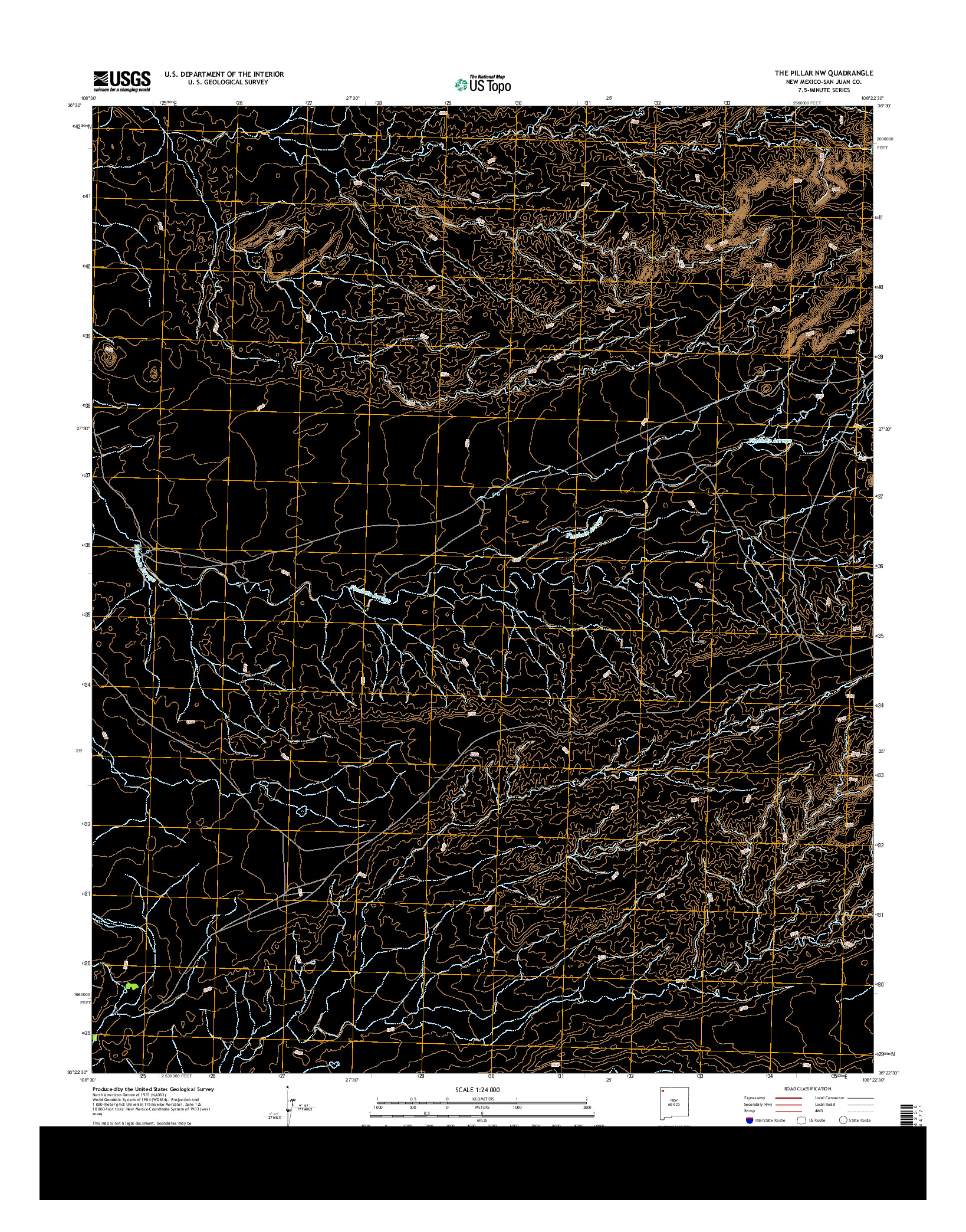 USGS US TOPO 7.5-MINUTE MAP FOR THE PILLAR NW, NM 2013