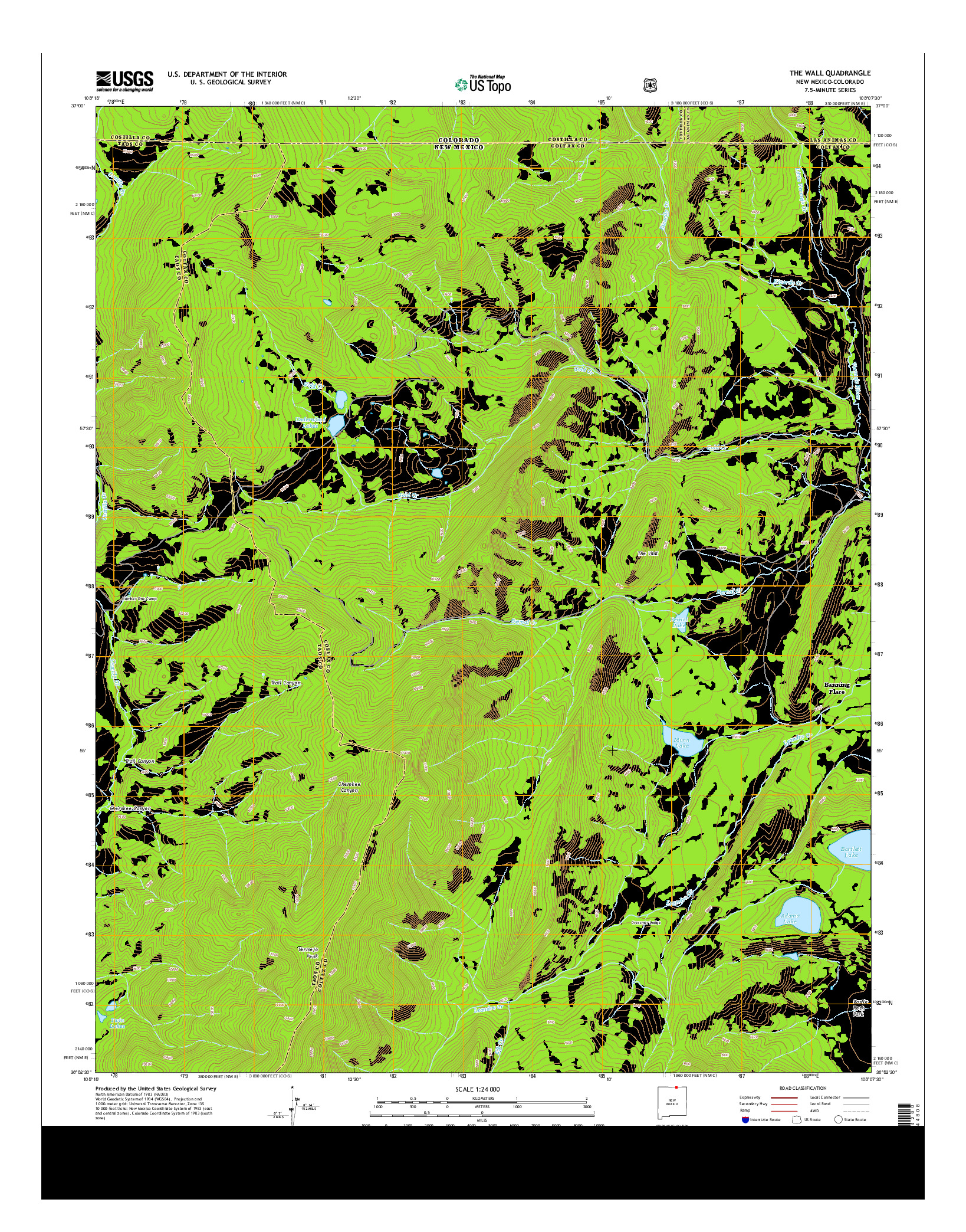 USGS US TOPO 7.5-MINUTE MAP FOR THE WALL, NM-CO 2013