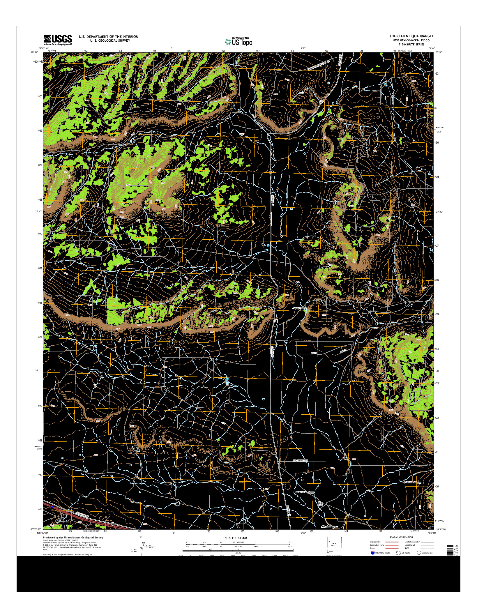 USGS US TOPO 7.5-MINUTE MAP FOR THOREAU NE, NM 2013