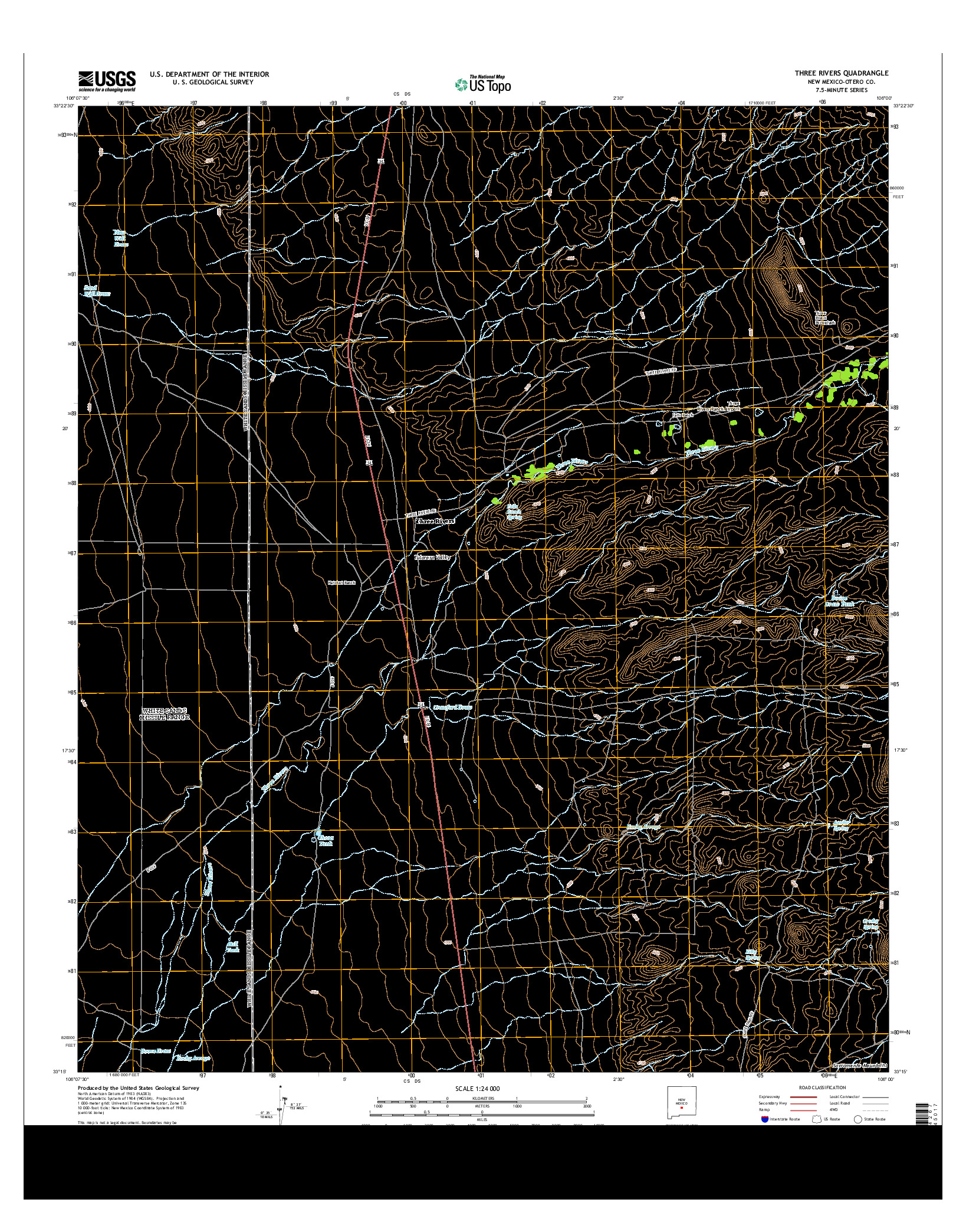 USGS US TOPO 7.5-MINUTE MAP FOR THREE RIVERS, NM 2013