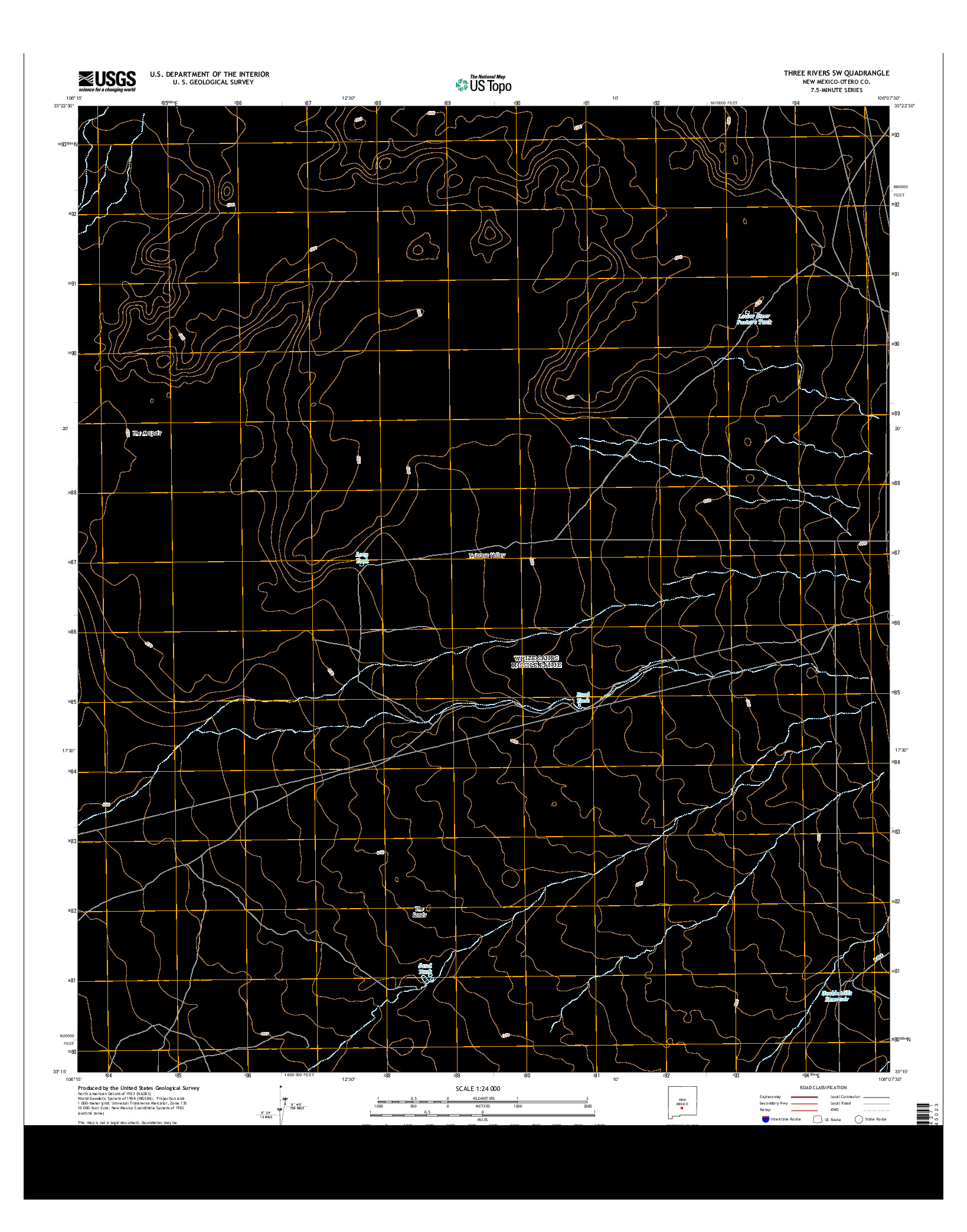 USGS US TOPO 7.5-MINUTE MAP FOR THREE RIVERS SW, NM 2013