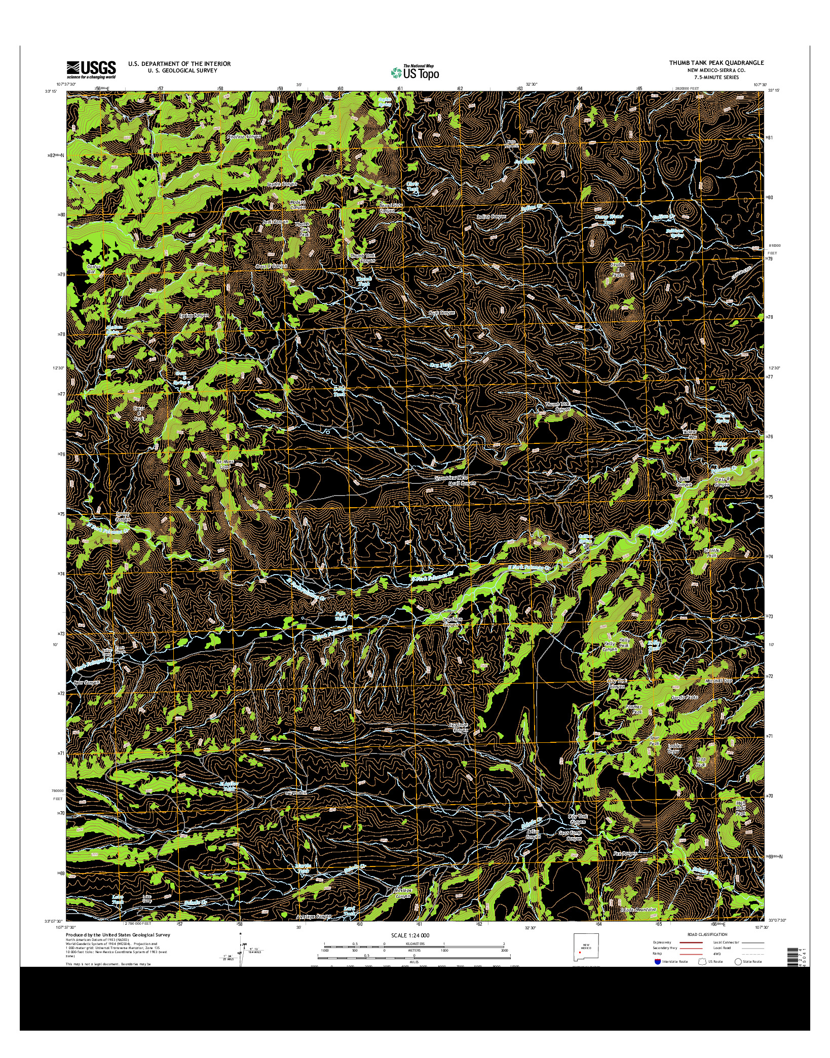 USGS US TOPO 7.5-MINUTE MAP FOR THUMB TANK PEAK, NM 2013