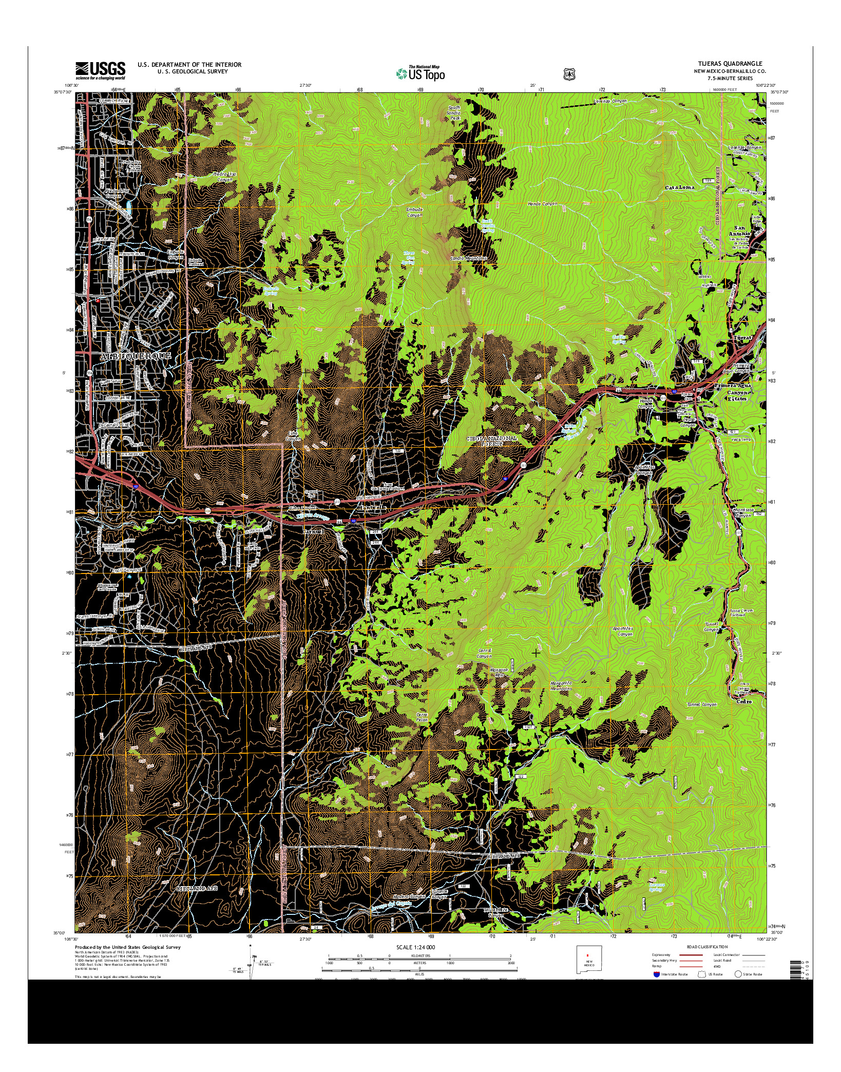 USGS US TOPO 7.5-MINUTE MAP FOR TIJERAS, NM 2013