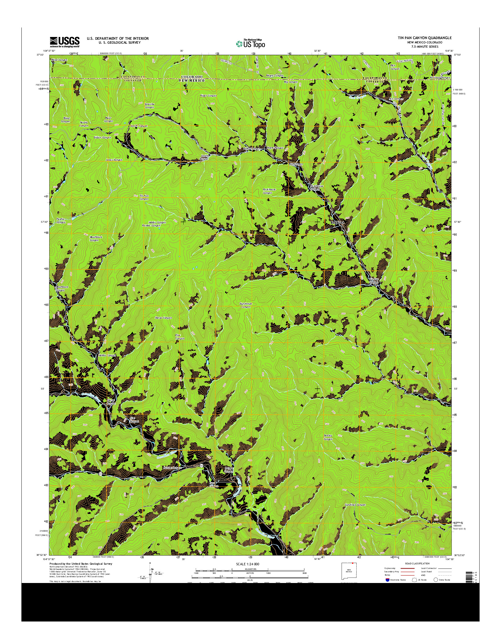 USGS US TOPO 7.5-MINUTE MAP FOR TIN PAN CANYON, NM-CO 2013