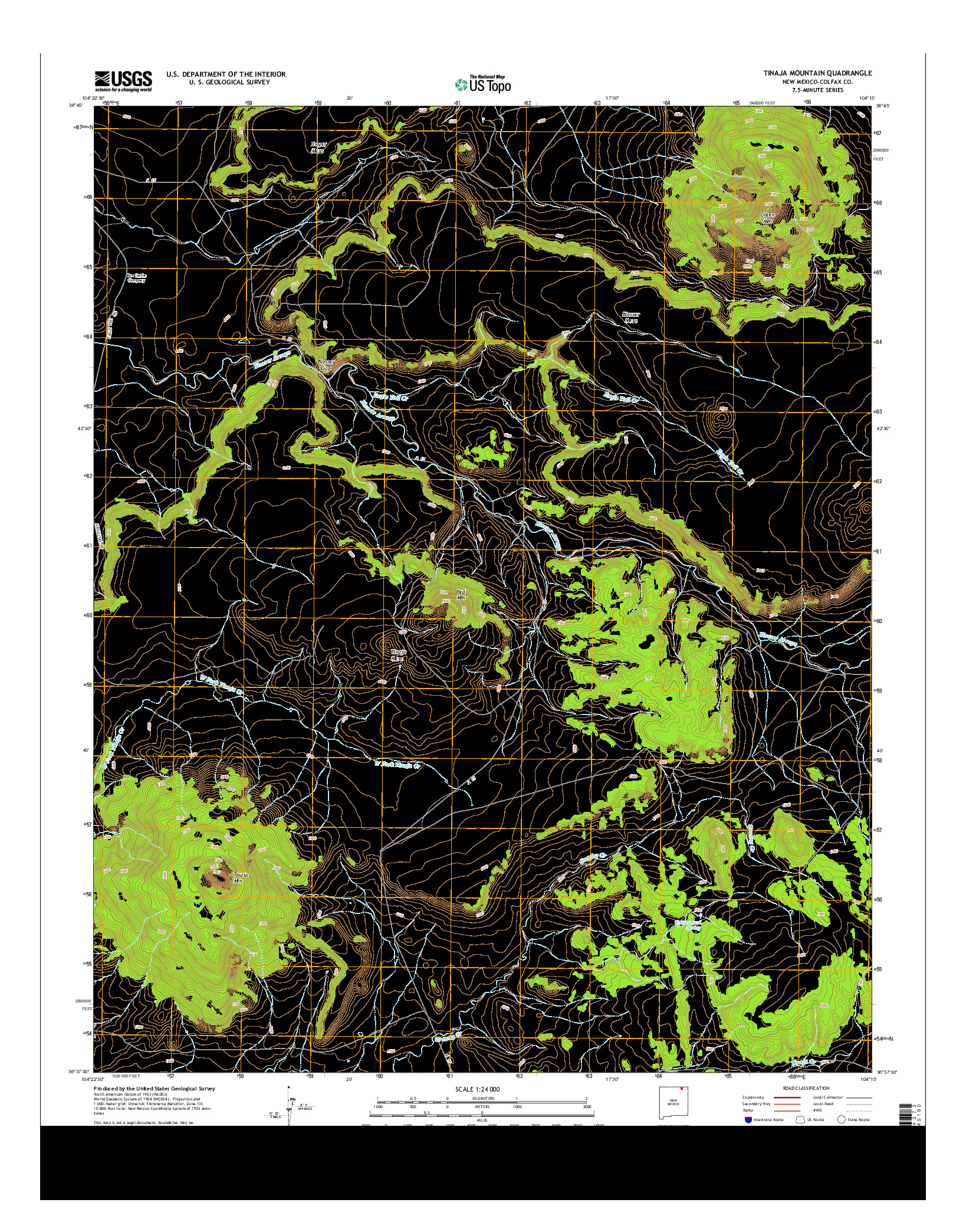 USGS US TOPO 7.5-MINUTE MAP FOR TINAJA MOUNTAIN, NM 2013