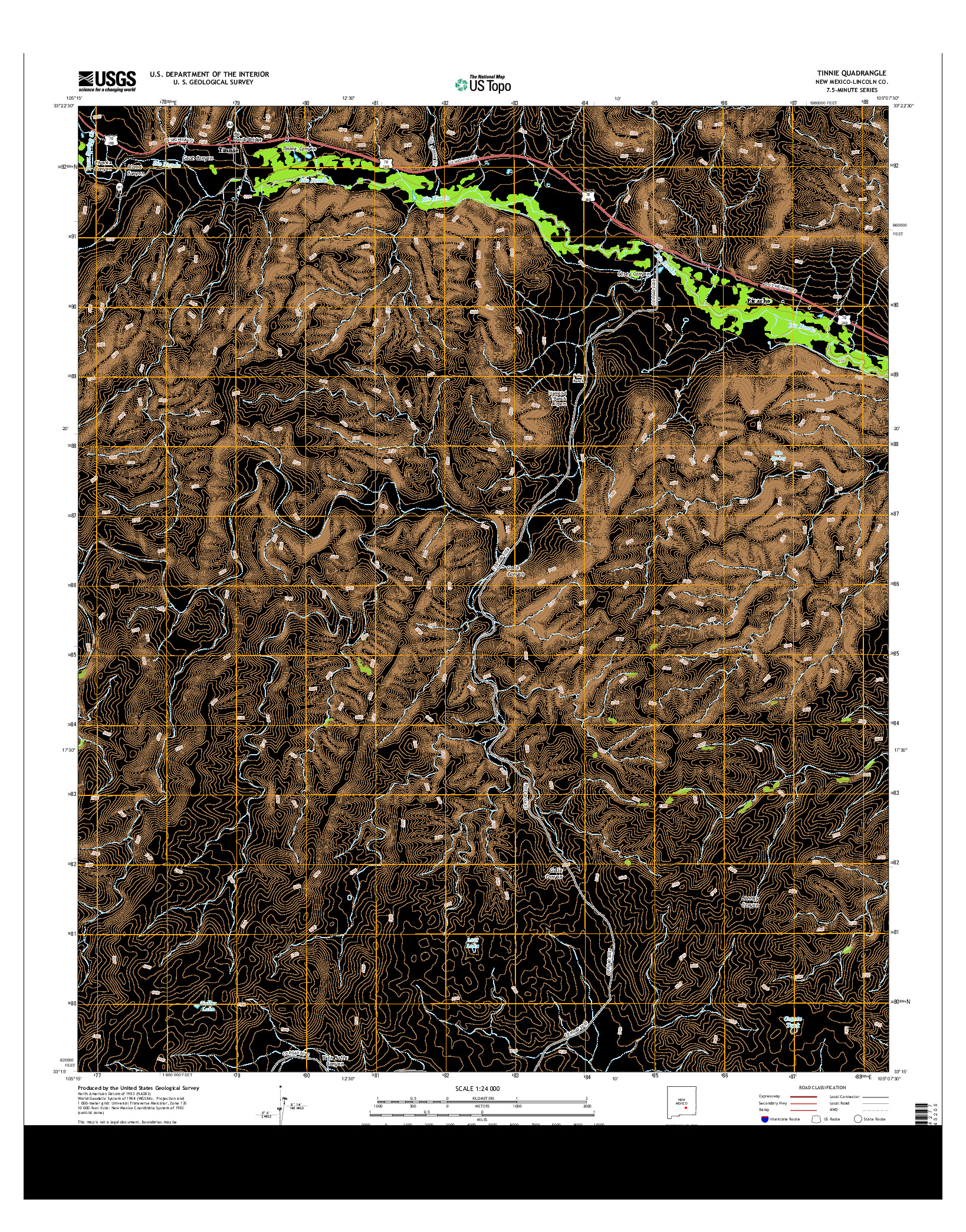 USGS US TOPO 7.5-MINUTE MAP FOR TINNIE, NM 2013