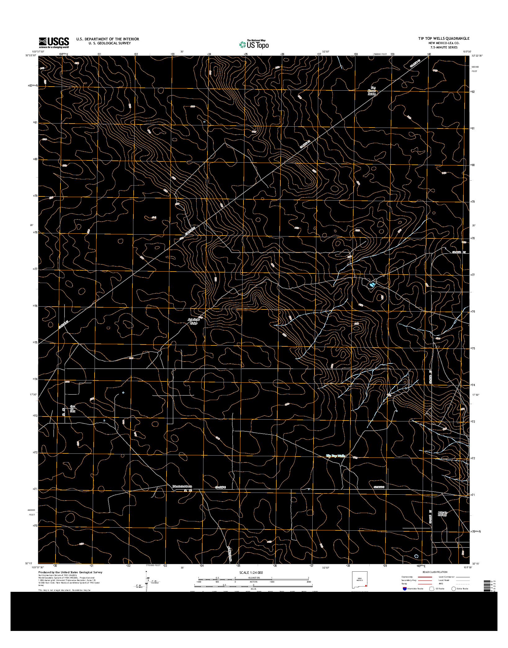 USGS US TOPO 7.5-MINUTE MAP FOR TIP TOP WELLS, NM 2013