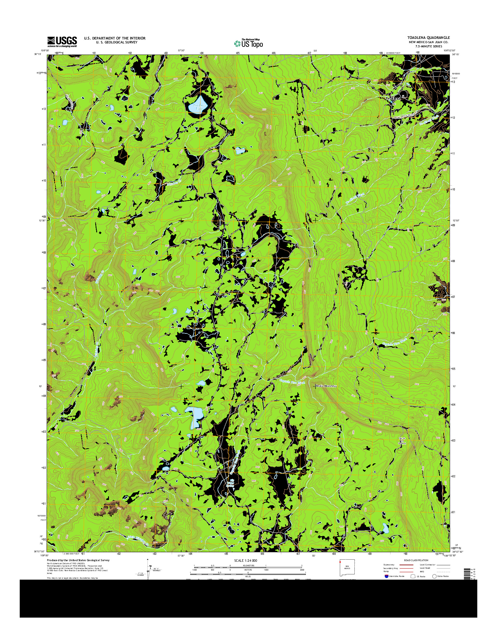 USGS US TOPO 7.5-MINUTE MAP FOR TOADLENA, NM 2013