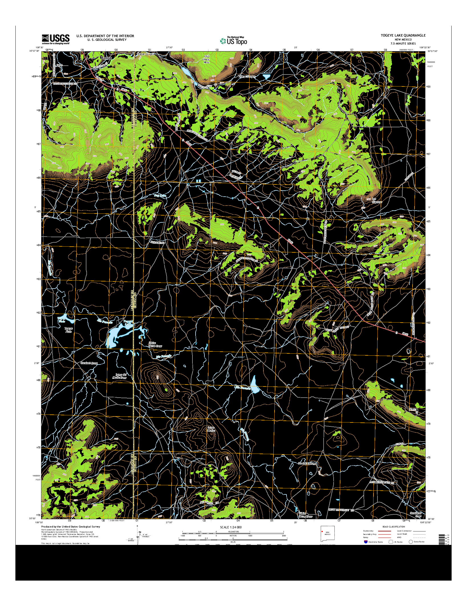 USGS US TOPO 7.5-MINUTE MAP FOR TOGEYE LAKE, NM 2013