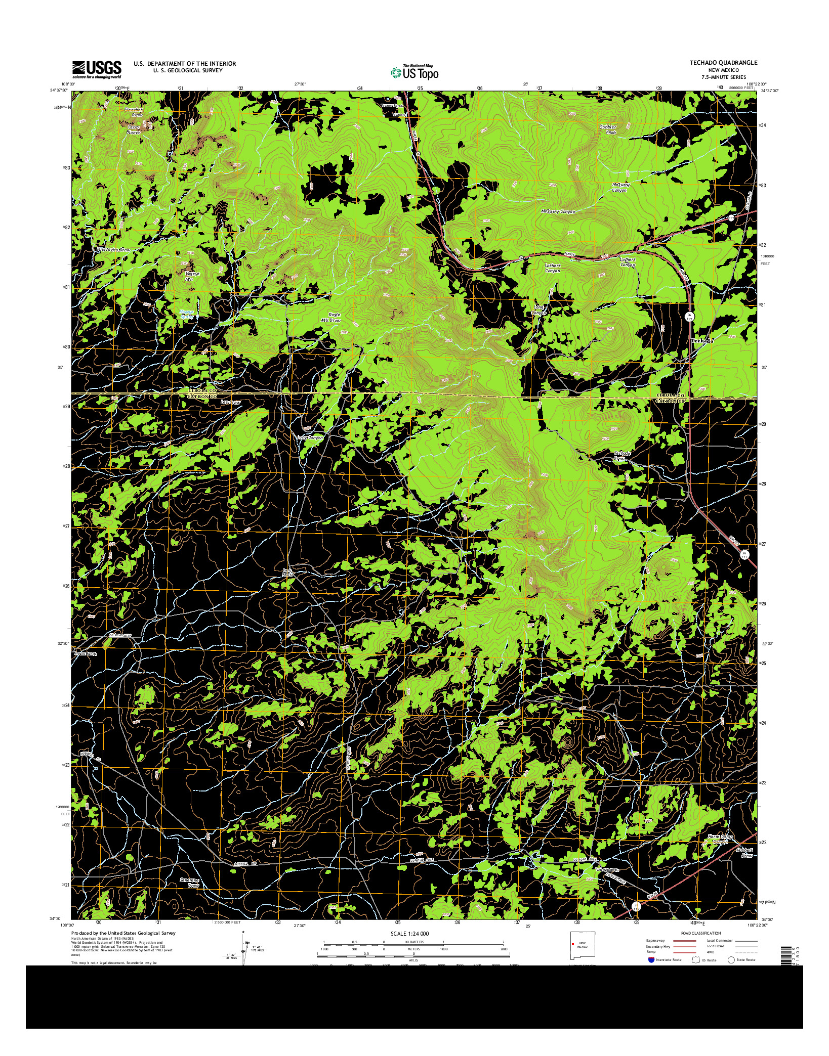 USGS US TOPO 7.5-MINUTE MAP FOR TECHADO, NM 2013