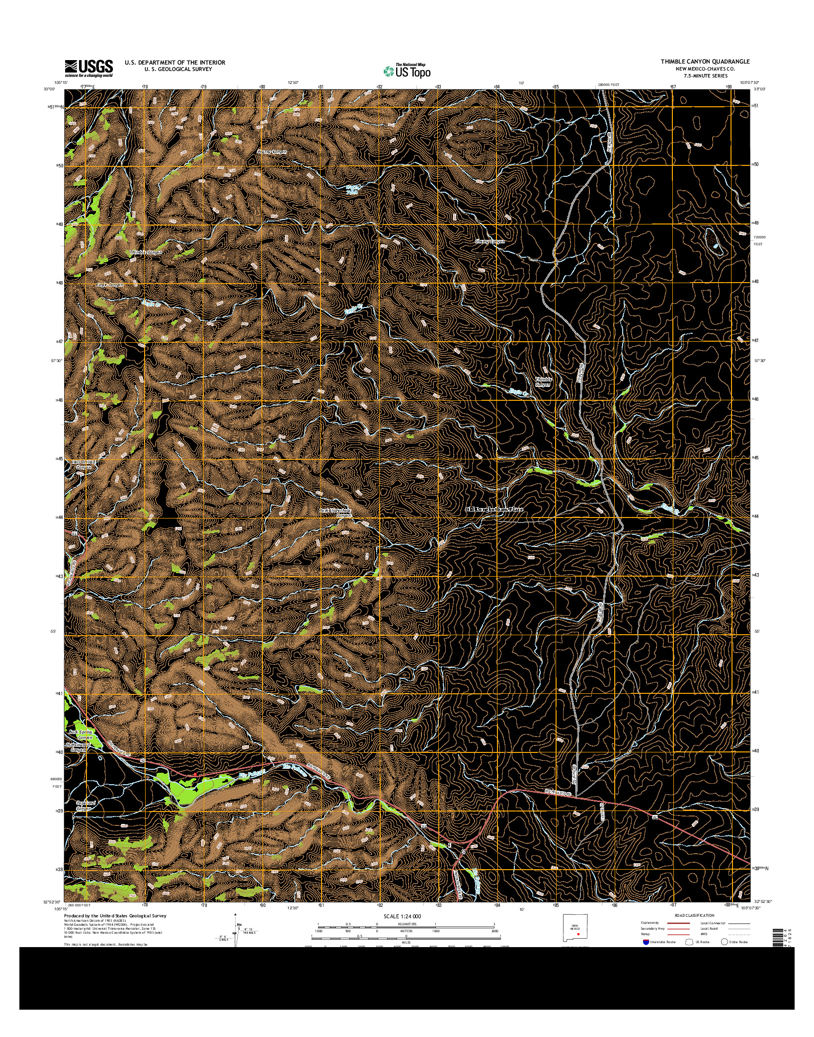 USGS US TOPO 7.5-MINUTE MAP FOR THIMBLE CANYON, NM 2013