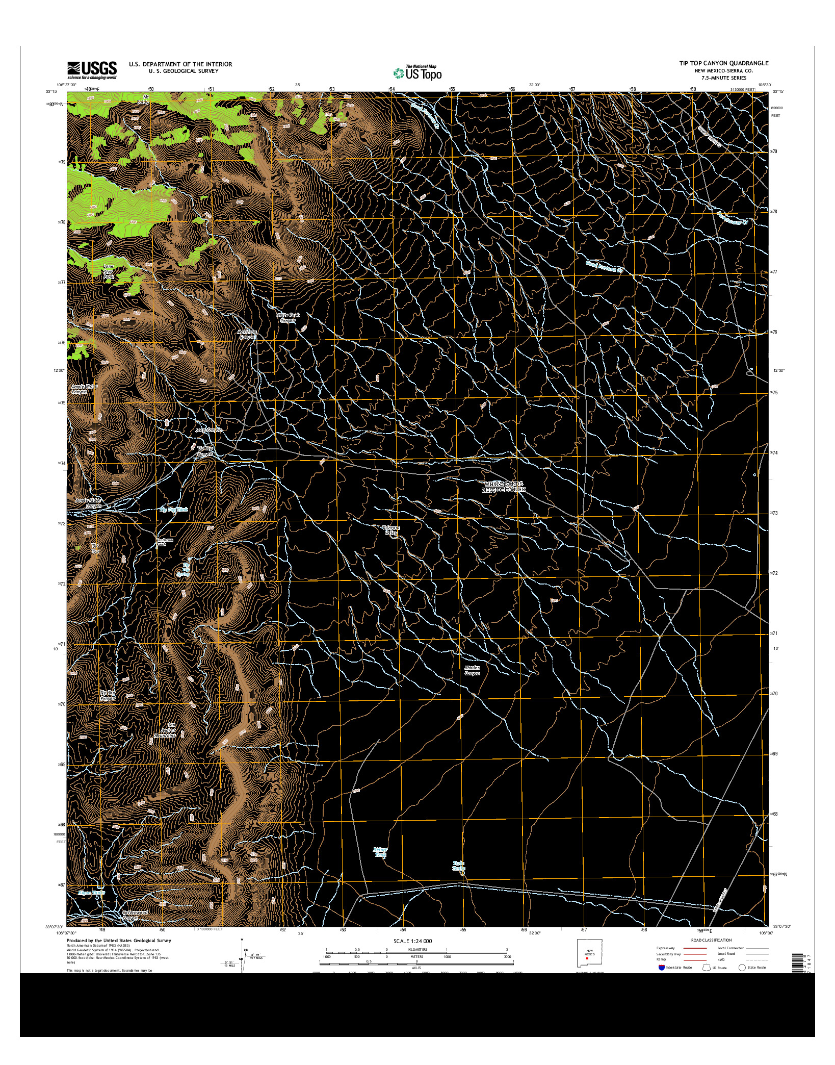 USGS US TOPO 7.5-MINUTE MAP FOR TIP TOP CANYON, NM 2013