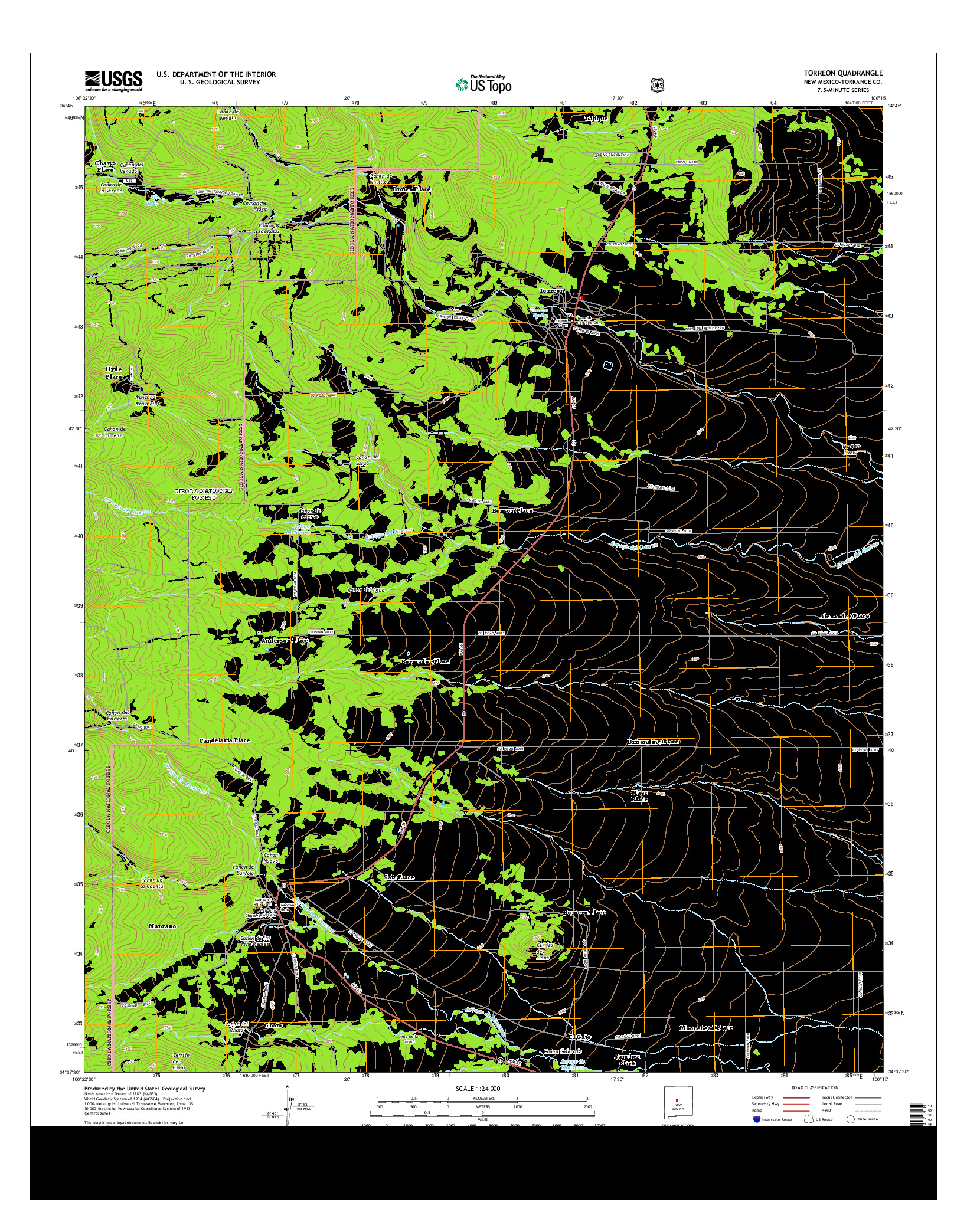 USGS US TOPO 7.5-MINUTE MAP FOR TORREON, NM 2013