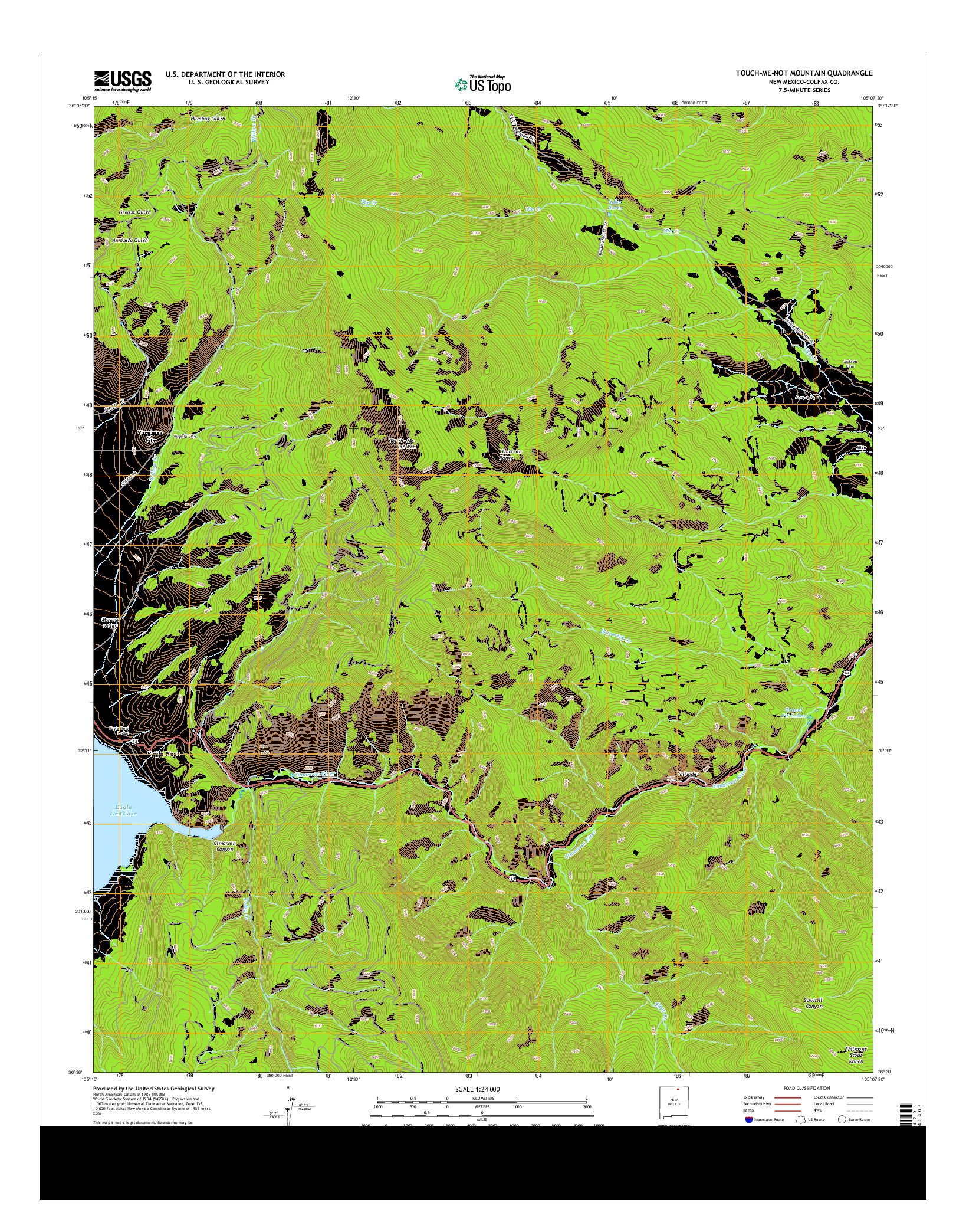 USGS US TOPO 7.5-MINUTE MAP FOR TOUCH-ME-NOT MOUNTAIN, NM 2013