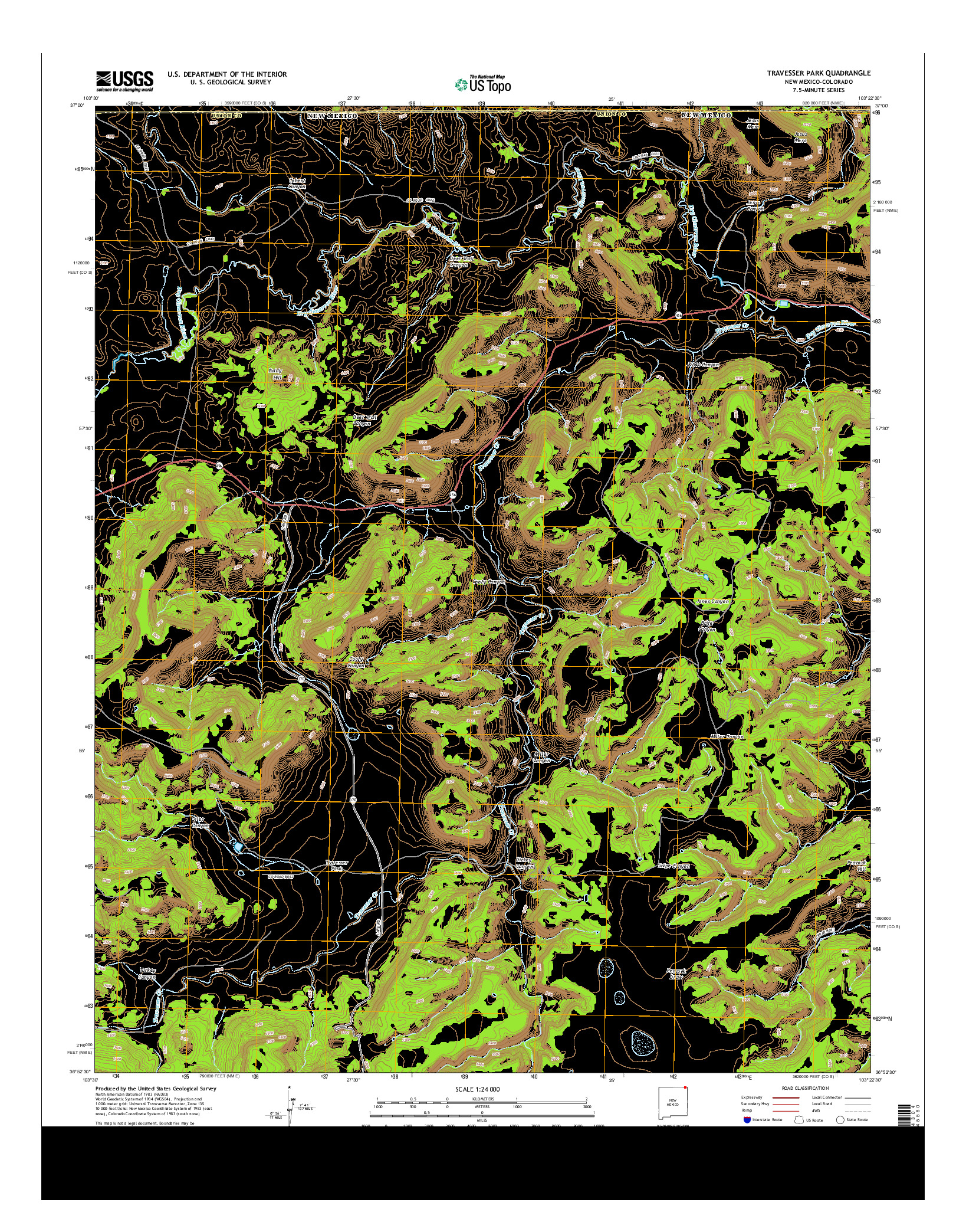 USGS US TOPO 7.5-MINUTE MAP FOR TRAVESSER PARK, NM-CO 2013