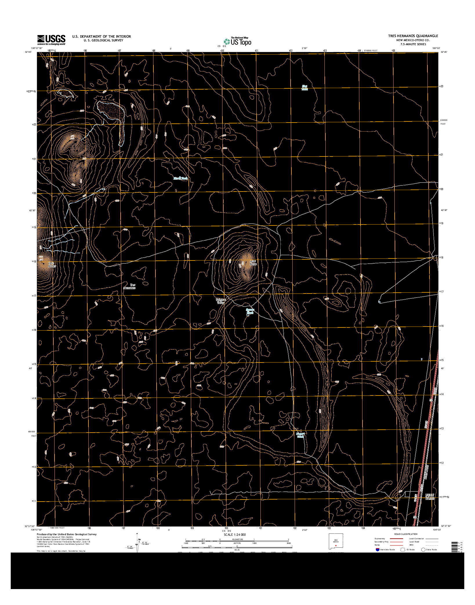 USGS US TOPO 7.5-MINUTE MAP FOR TRES HERMANOS, NM 2013