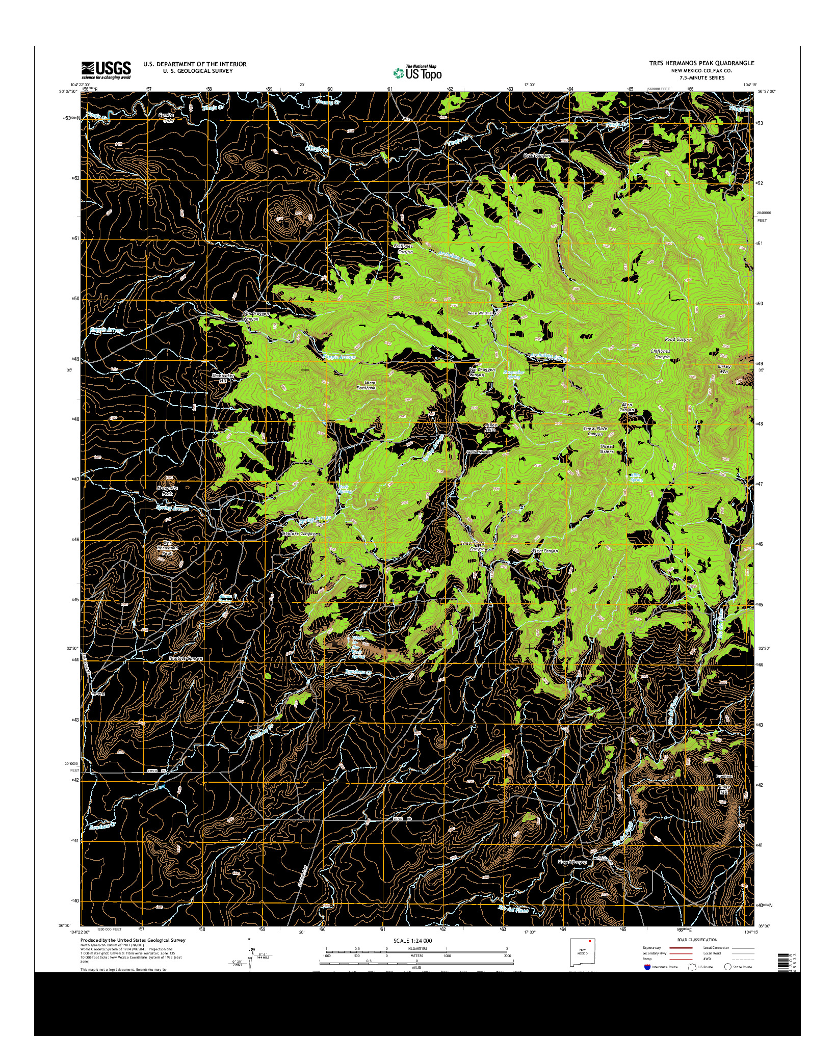 USGS US TOPO 7.5-MINUTE MAP FOR TRES HERMANOS PEAK, NM 2013