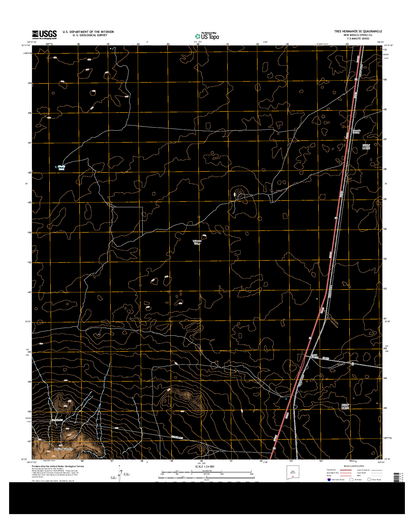 USGS US TOPO 7.5-MINUTE MAP FOR TRES HERMANOS SE, NM 2013
