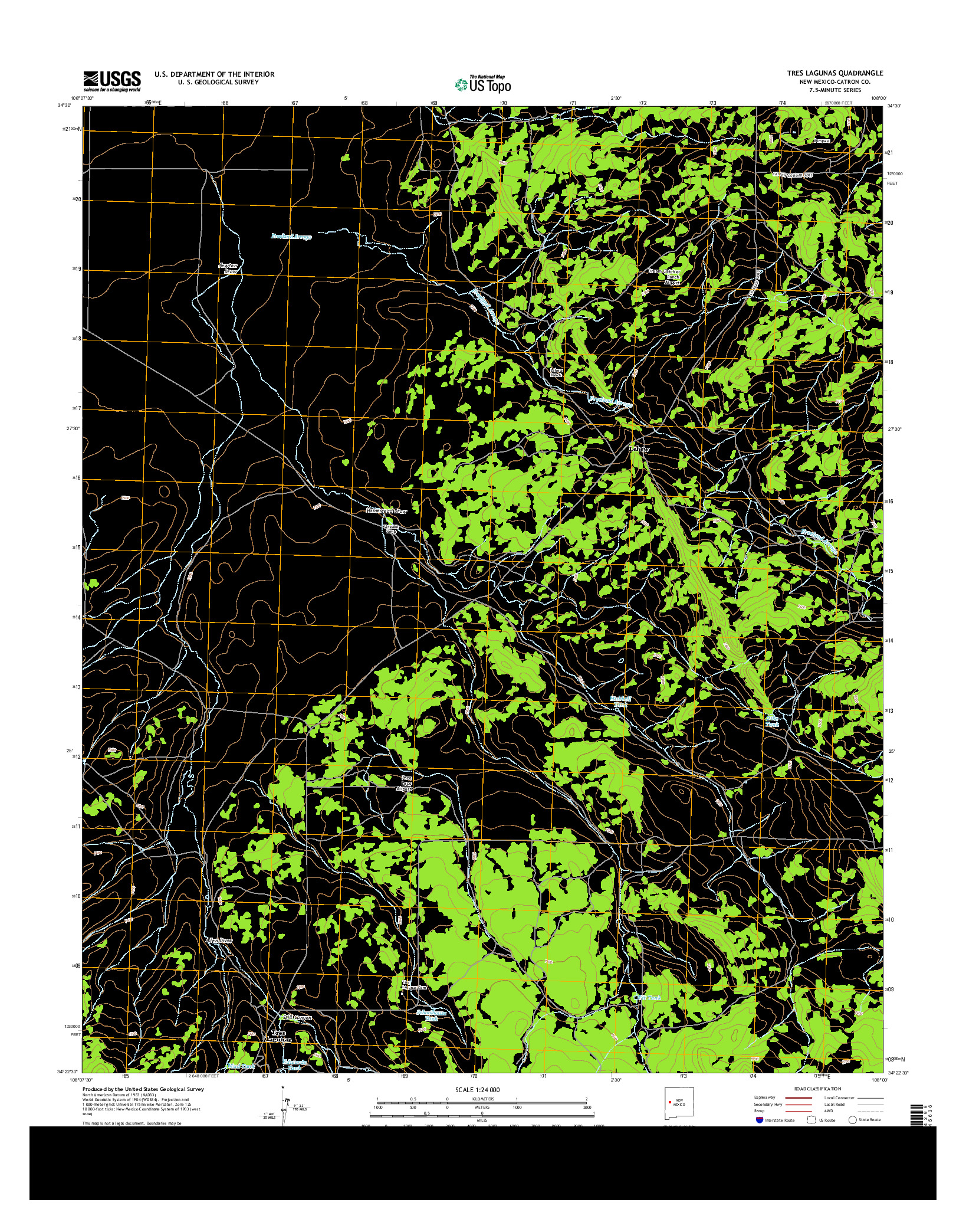 USGS US TOPO 7.5-MINUTE MAP FOR TRES LAGUNAS, NM 2013